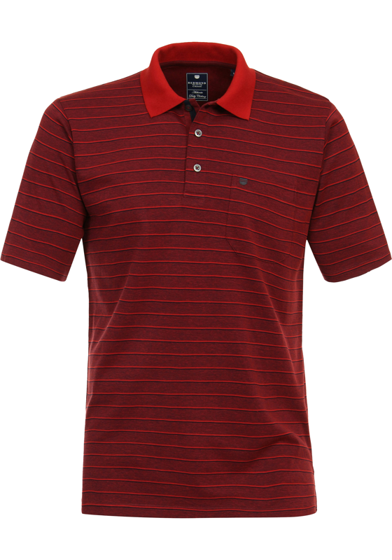 Redmond regular fit heren polo, pique, rood gestreept Redmond regular fit heren polo, pique, rood gestreept