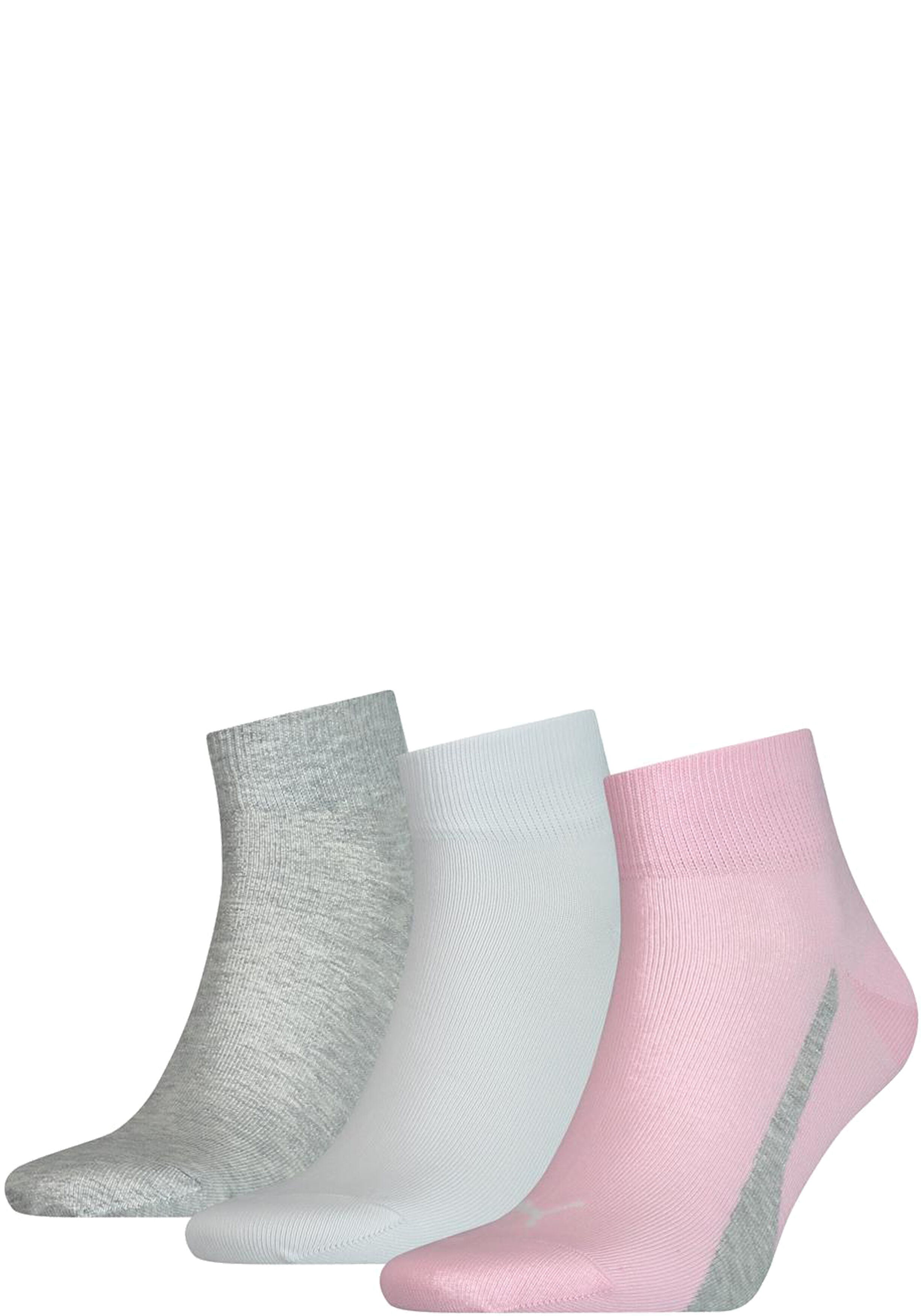 Puma Unisex Lifestyle Quarter (3-pack), unisex hoge enkelsokken, roze