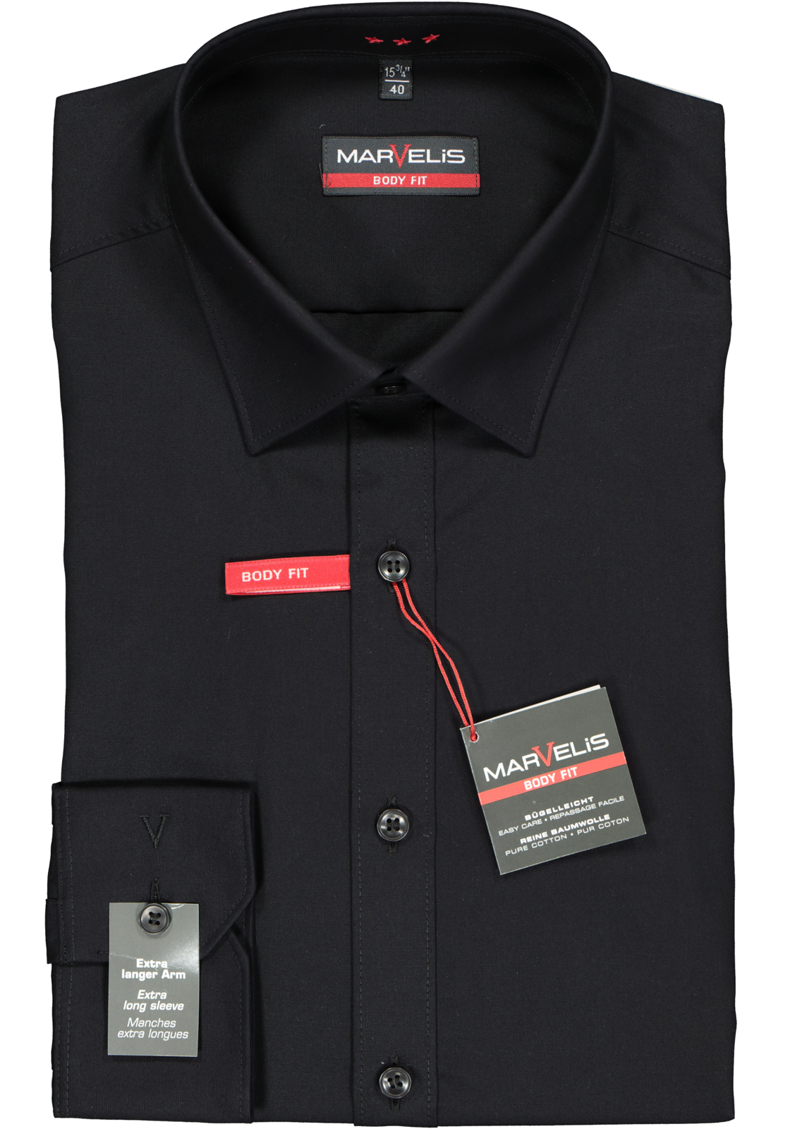 2-4032278372776_marvelis-overhemd_HR MARVELIS body fit overhemd, mouwlengte 7, zwart