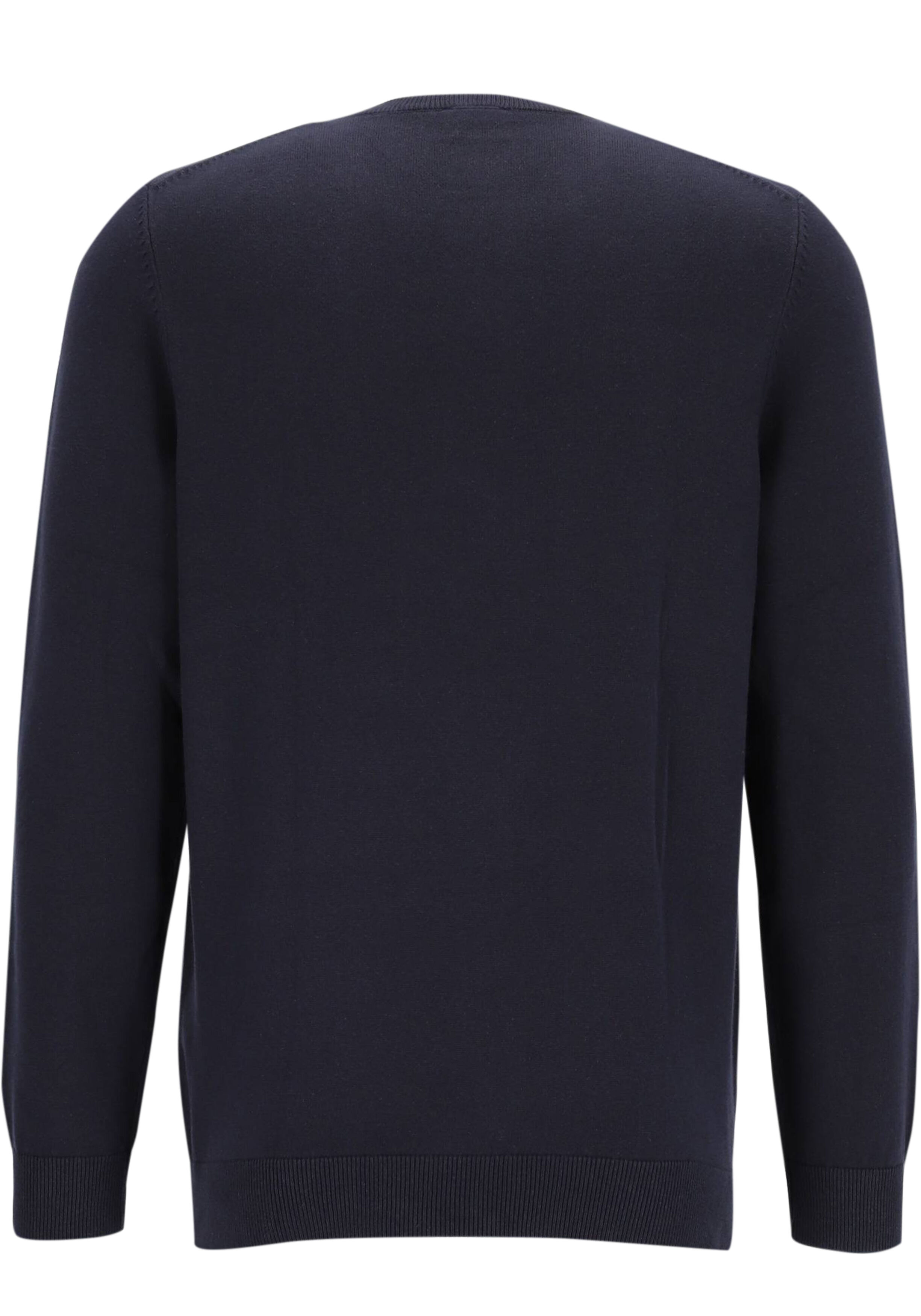 MARVELIS modern fit Kersttrui katoen, O-hals, marine blauw