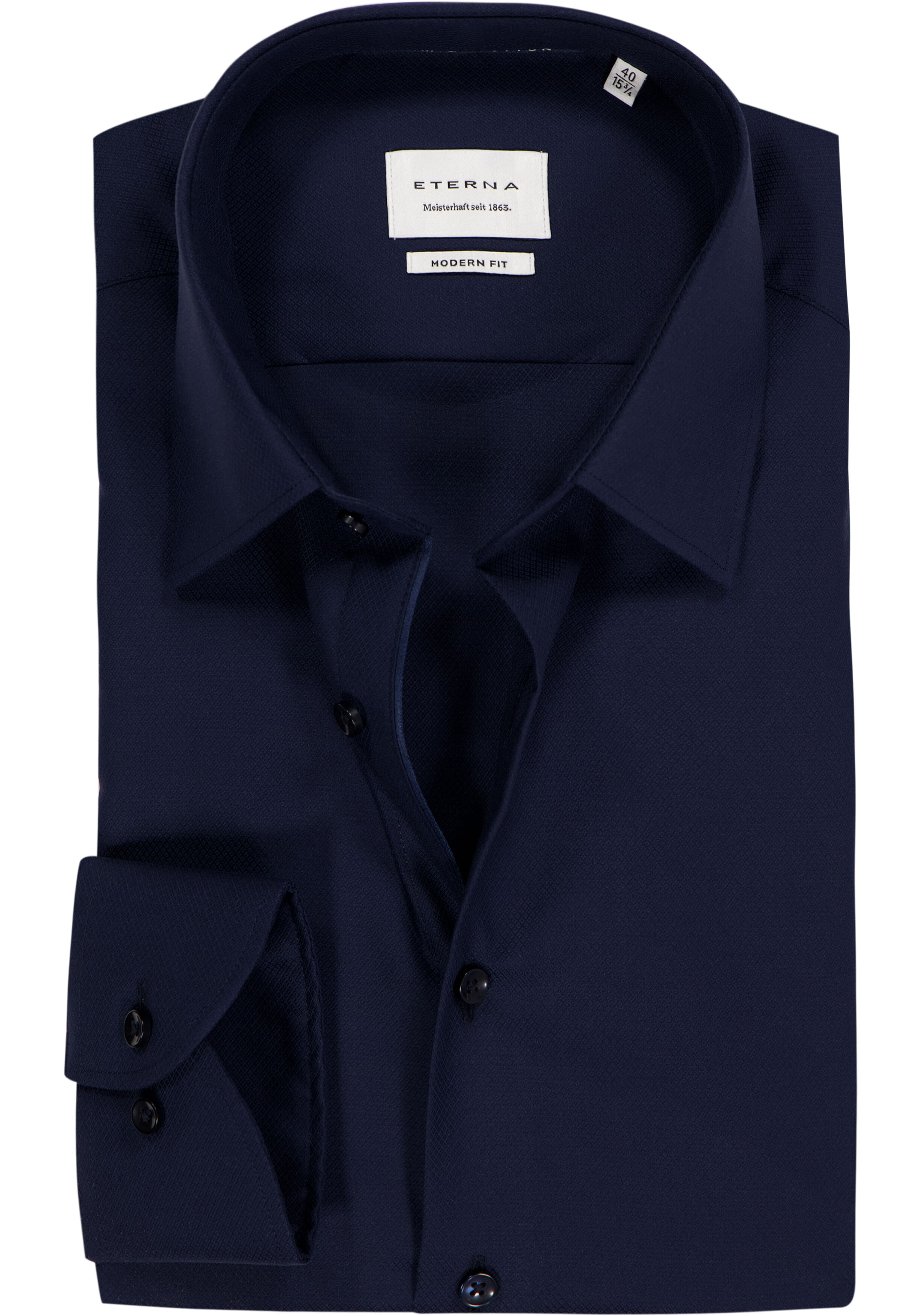 ETERNA modern fit overhemd, structuur, donkerblauw