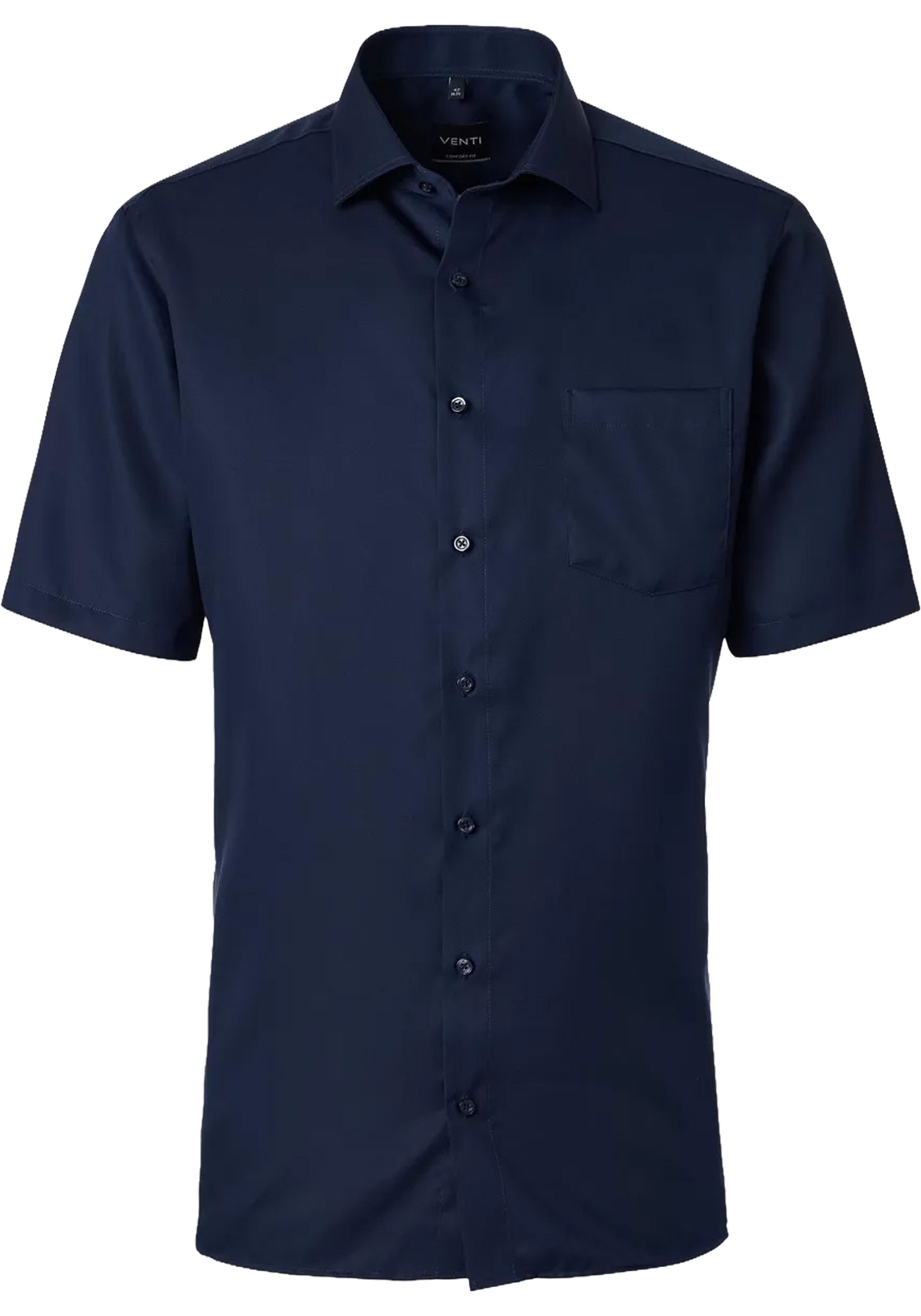 VENTI modern fit overhemd, korte mouw, twill, donkerblauw