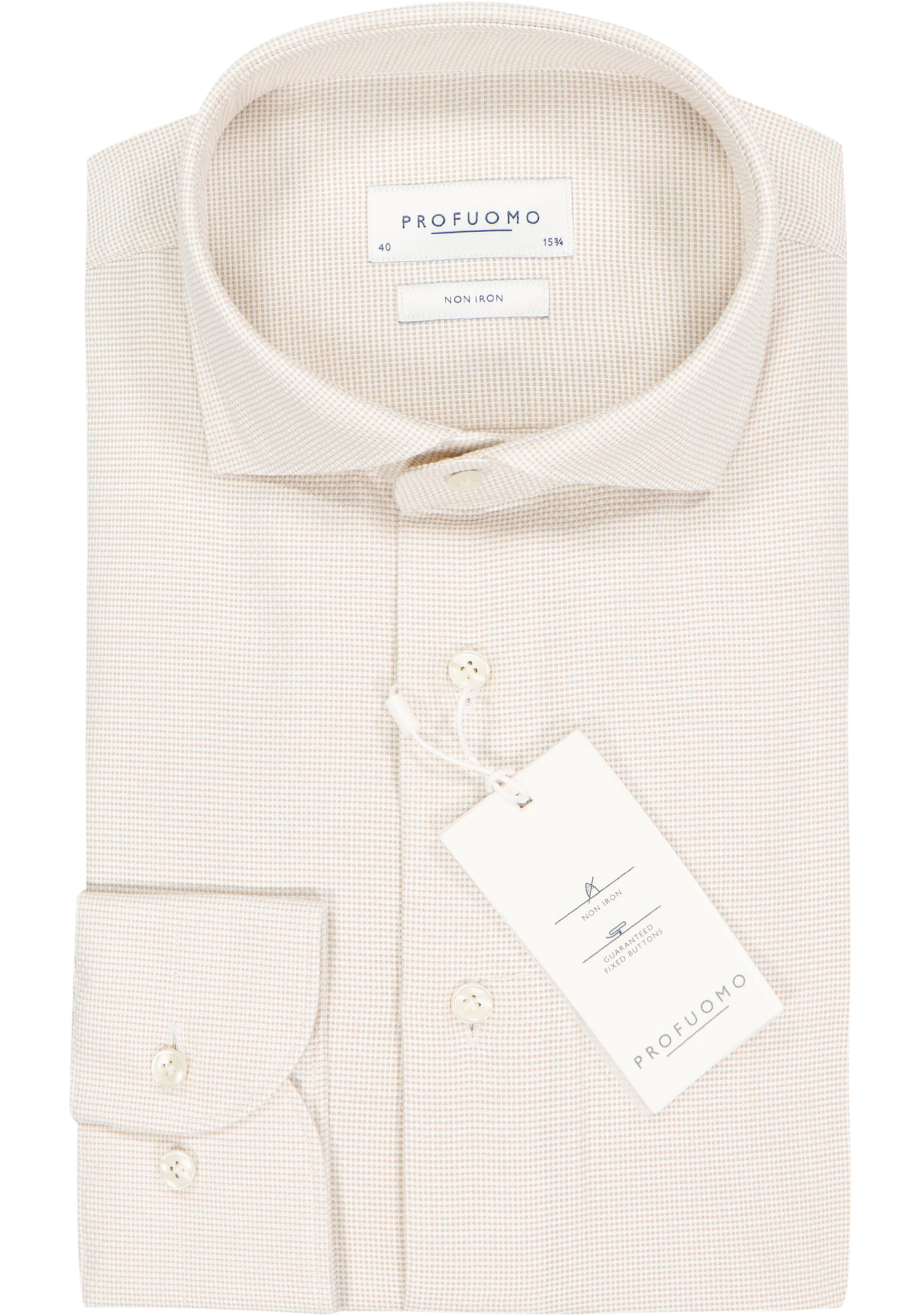 Profuomo slim fit heren overhemd, twill, beige