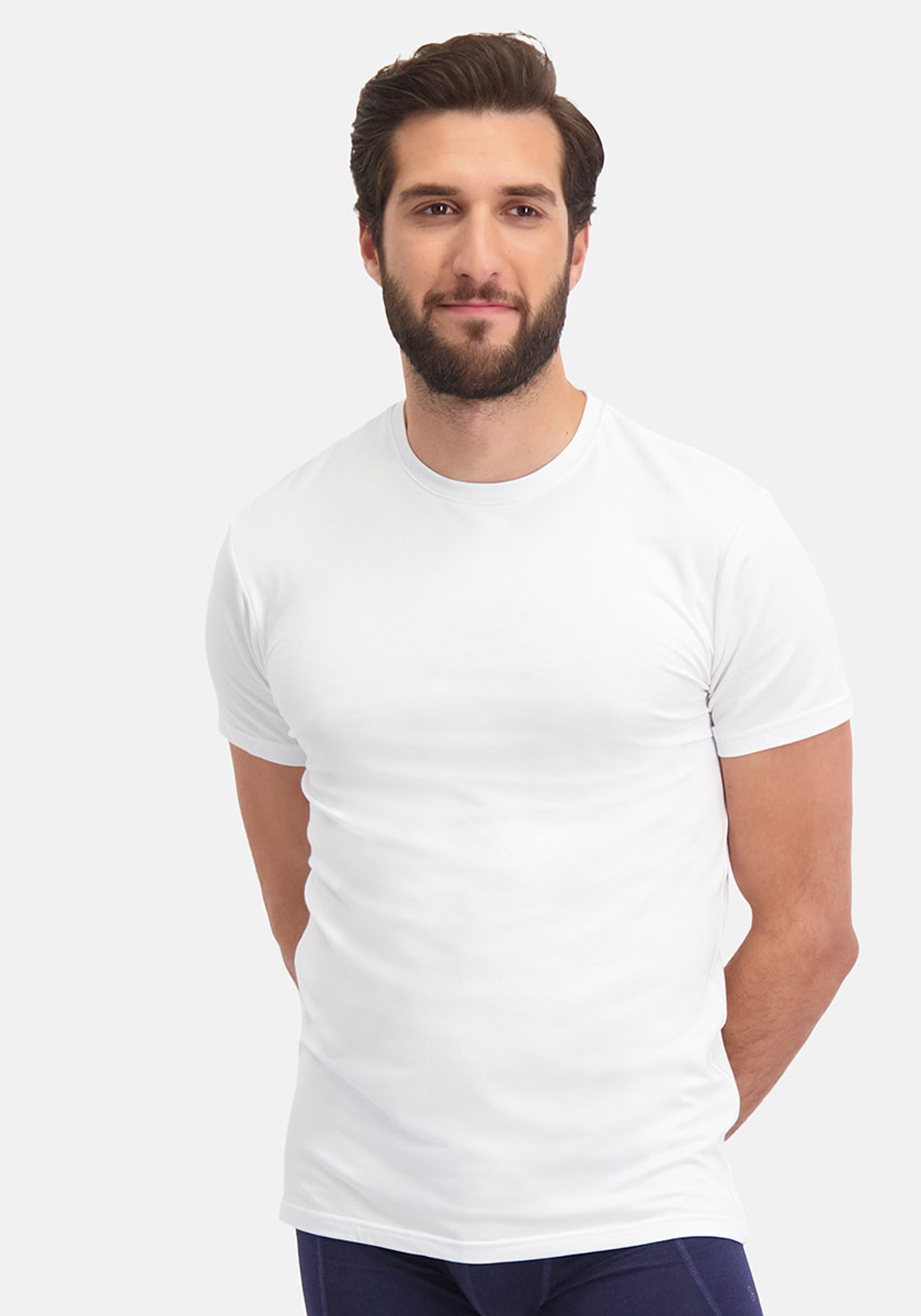 Bamboo Basics Ruben round neck T-shirt (2-pack), heren T-shirt O-hals, wit