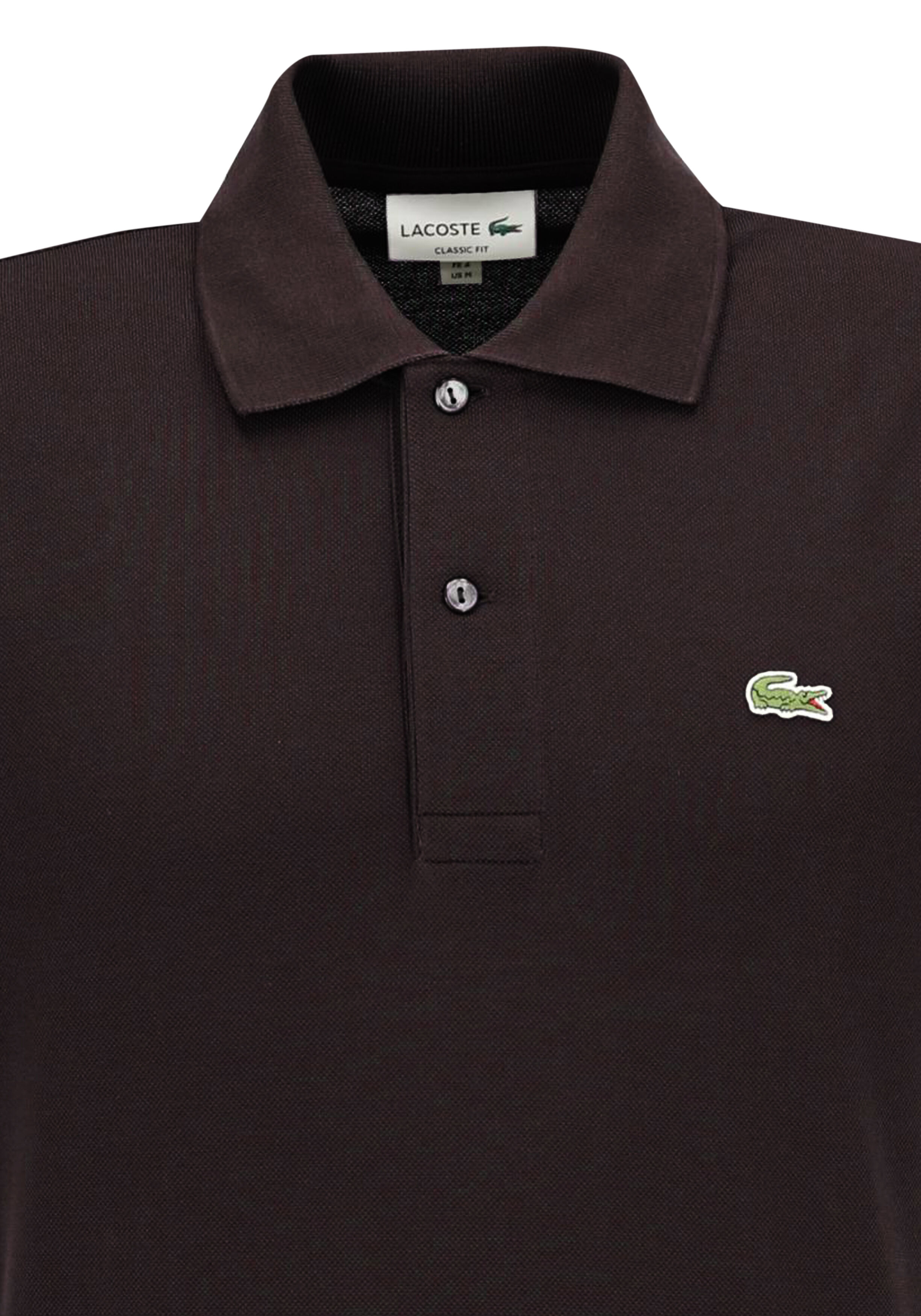Lacoste Classic Fit polo, buffel donkerbruin