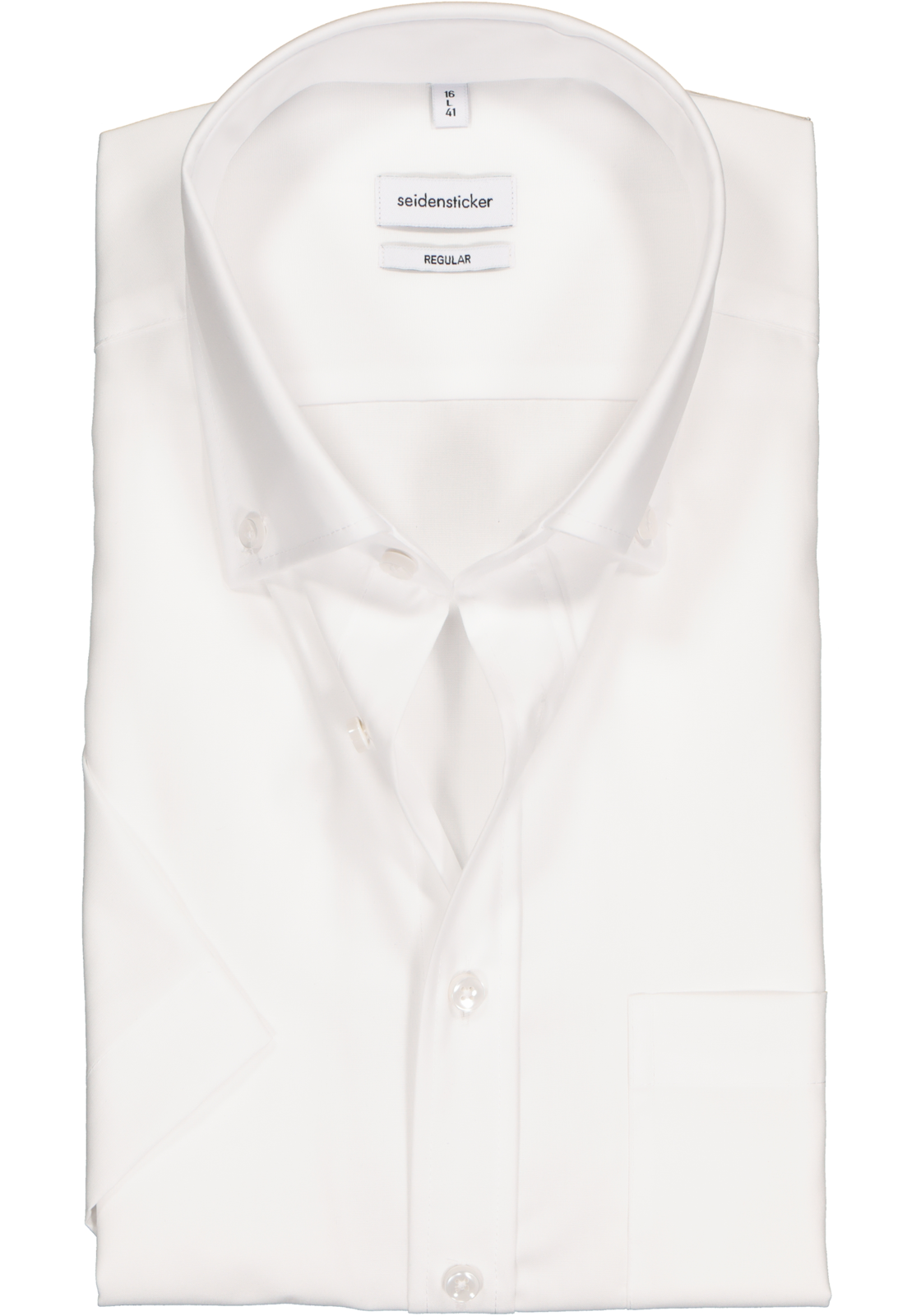 1-4021641475282_seidensticker-overhemd_HR Seidensticker regular fit overhemd, korte mouw met button-down kraag, wit