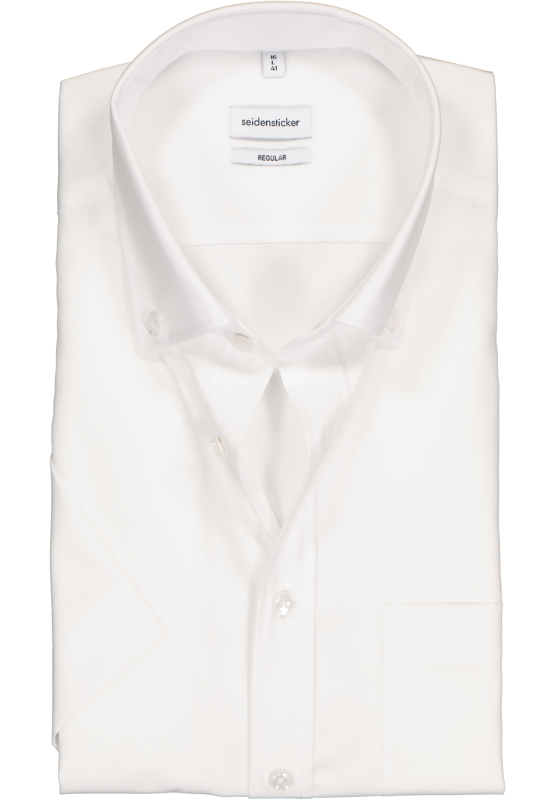 Seidensticker regular fit overhemd, korte mouw met button-down kraag, wit Seidensticker regular fit overhemd, korte mouw met button-down kraag, wit