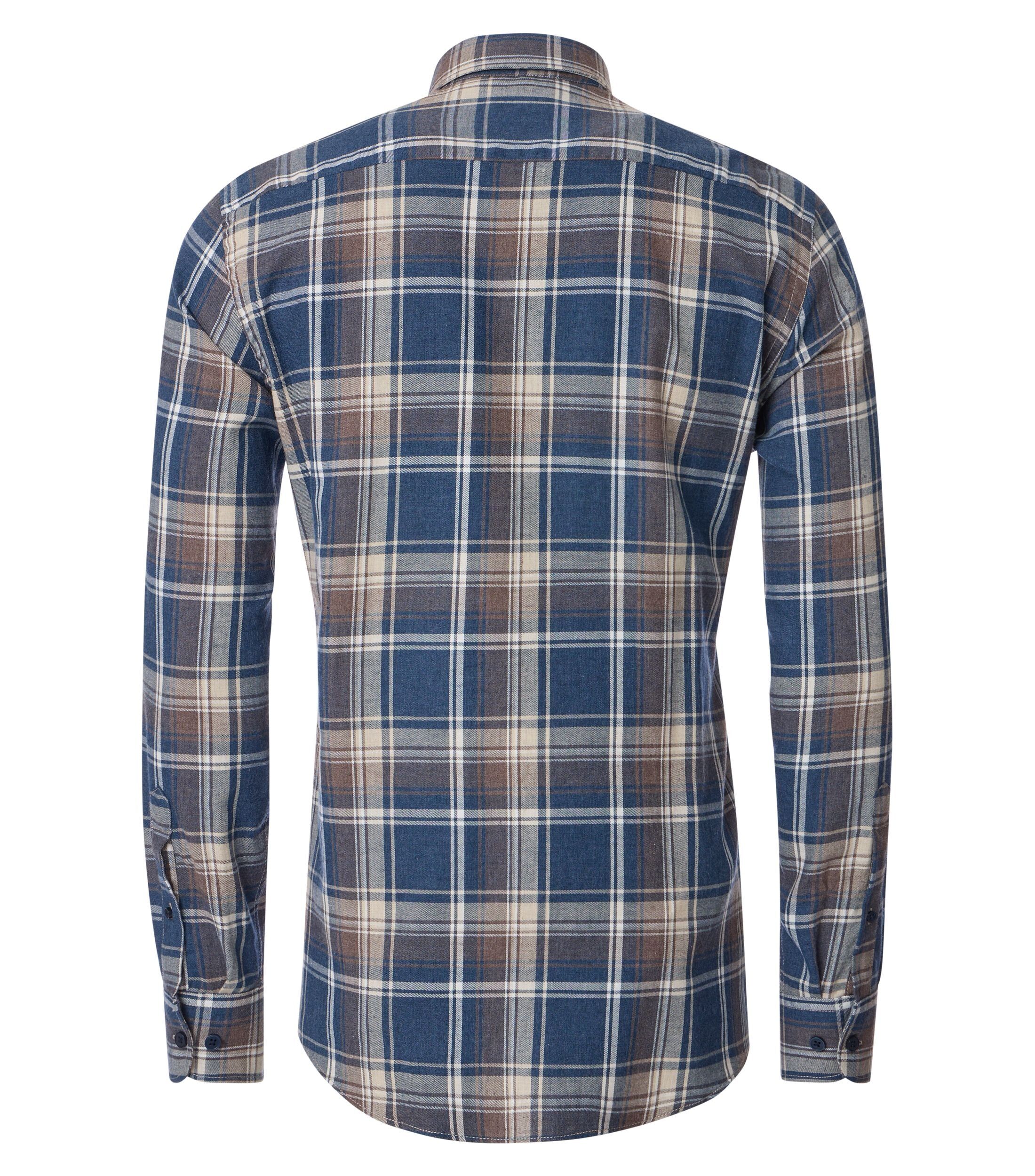 CASA MODA Sport casual fit overhemd, flanel, blauw geruit - 444308300-100
