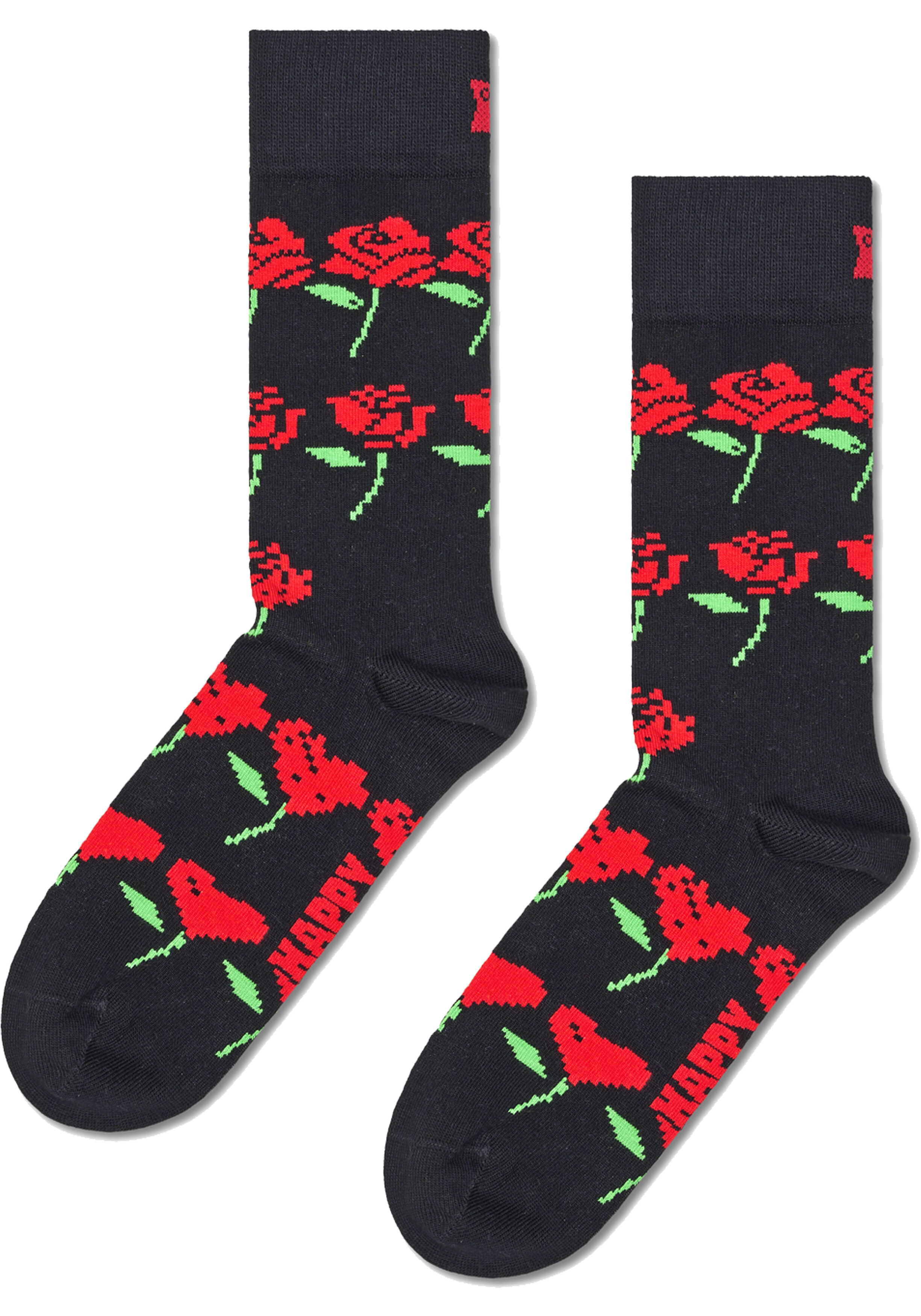 Happy Socks Rose Hearts Sock, unisex sokken, zwart