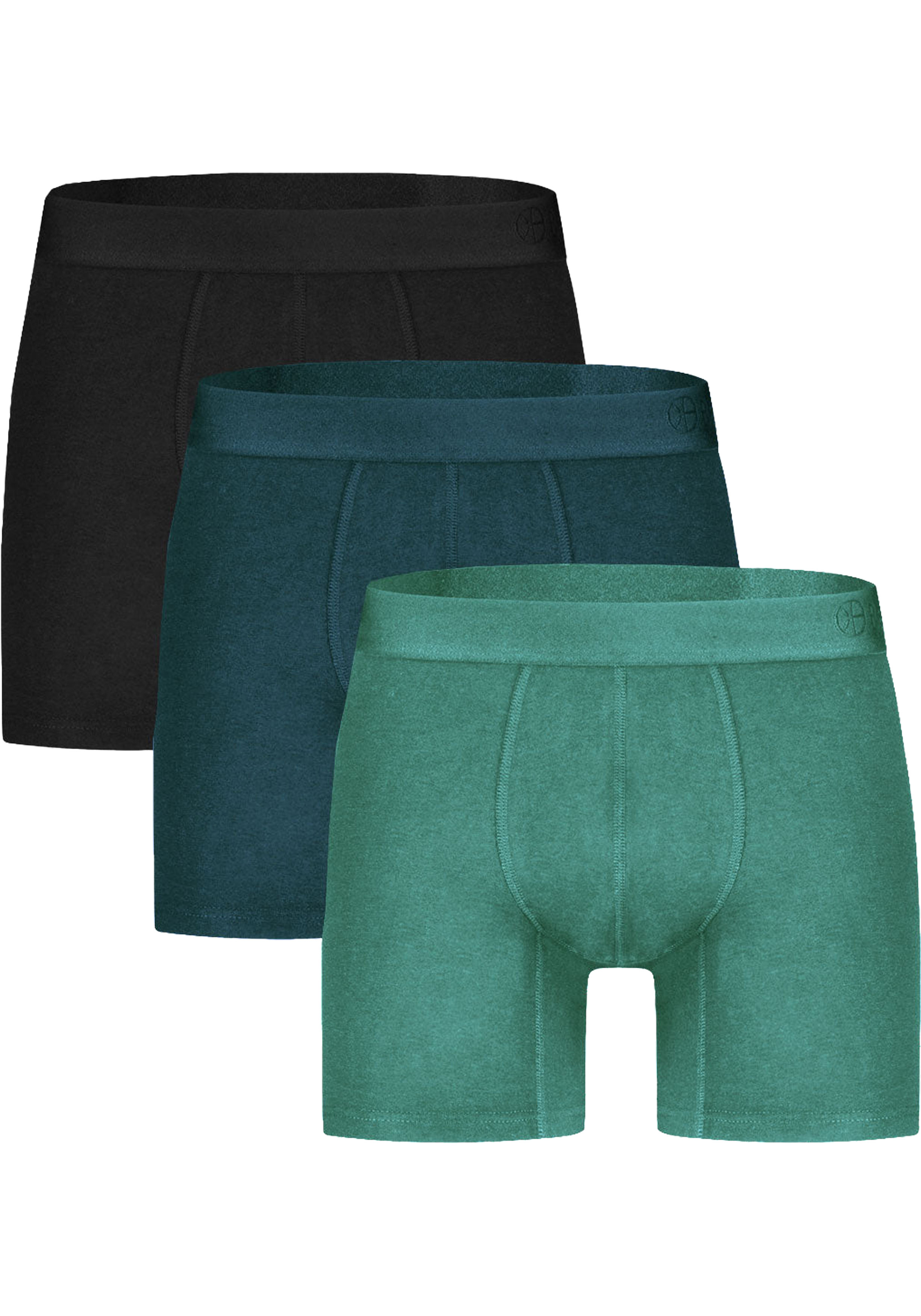 Bamboo Basics Jack boxershorts (3-pack), heren boxershort, zwart, donker teal, malachietgroen