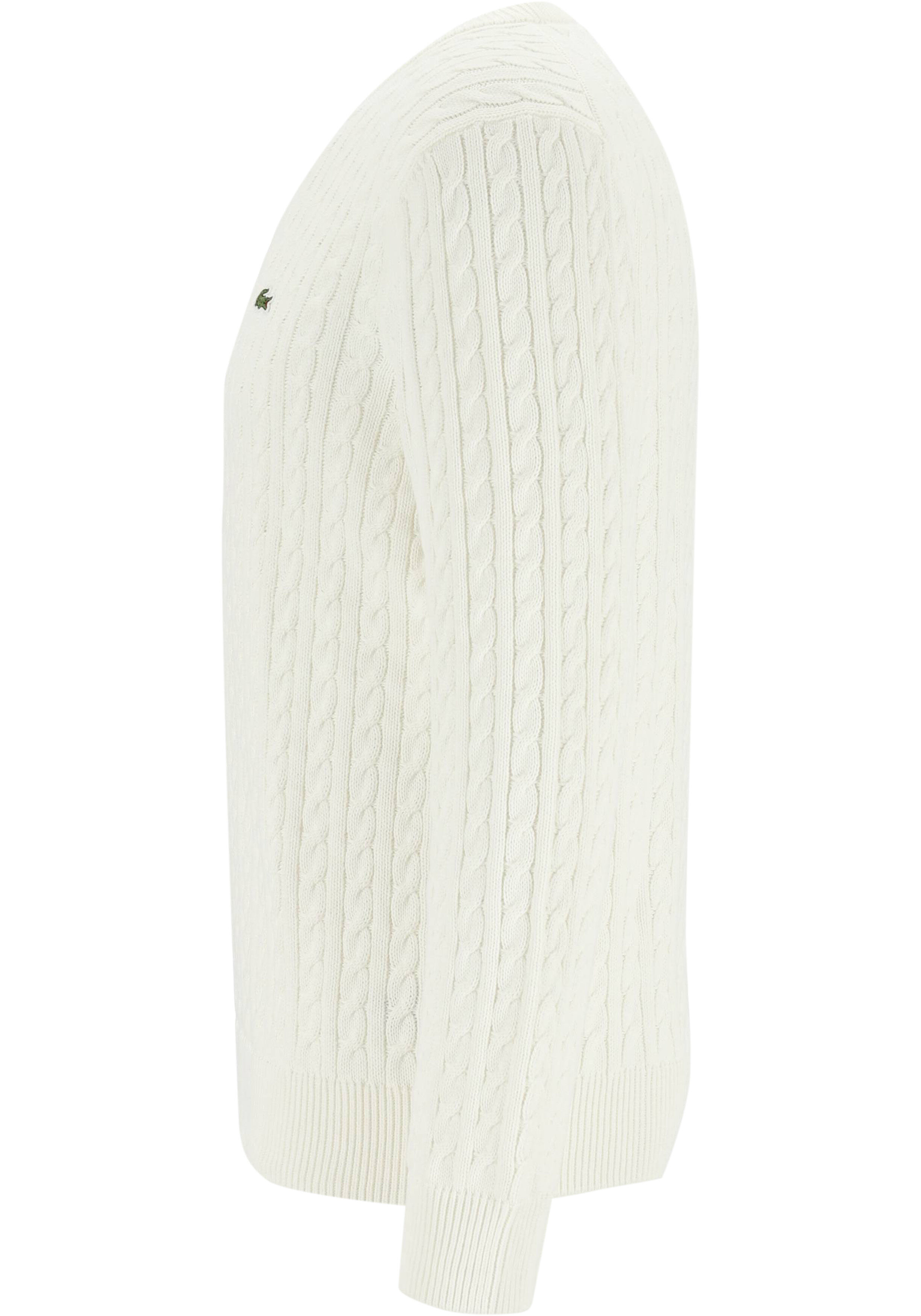 Lacoste herentrui katoen, O-hals, bloemwit