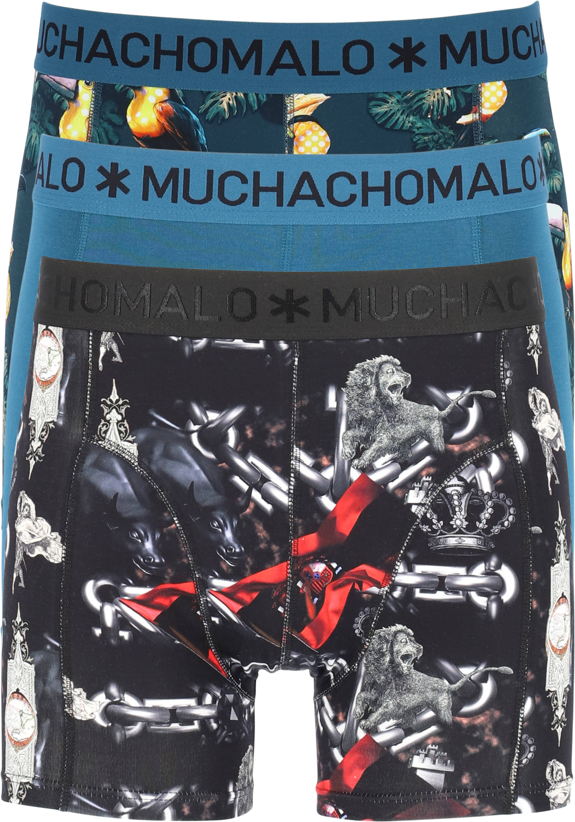 01-8720594090684_muchachomalo_boxer_3p_HR Muchachomalo heren boxershorts (3-pack), heren boxers normale lengte, Costa Rica Spain, print, blauw