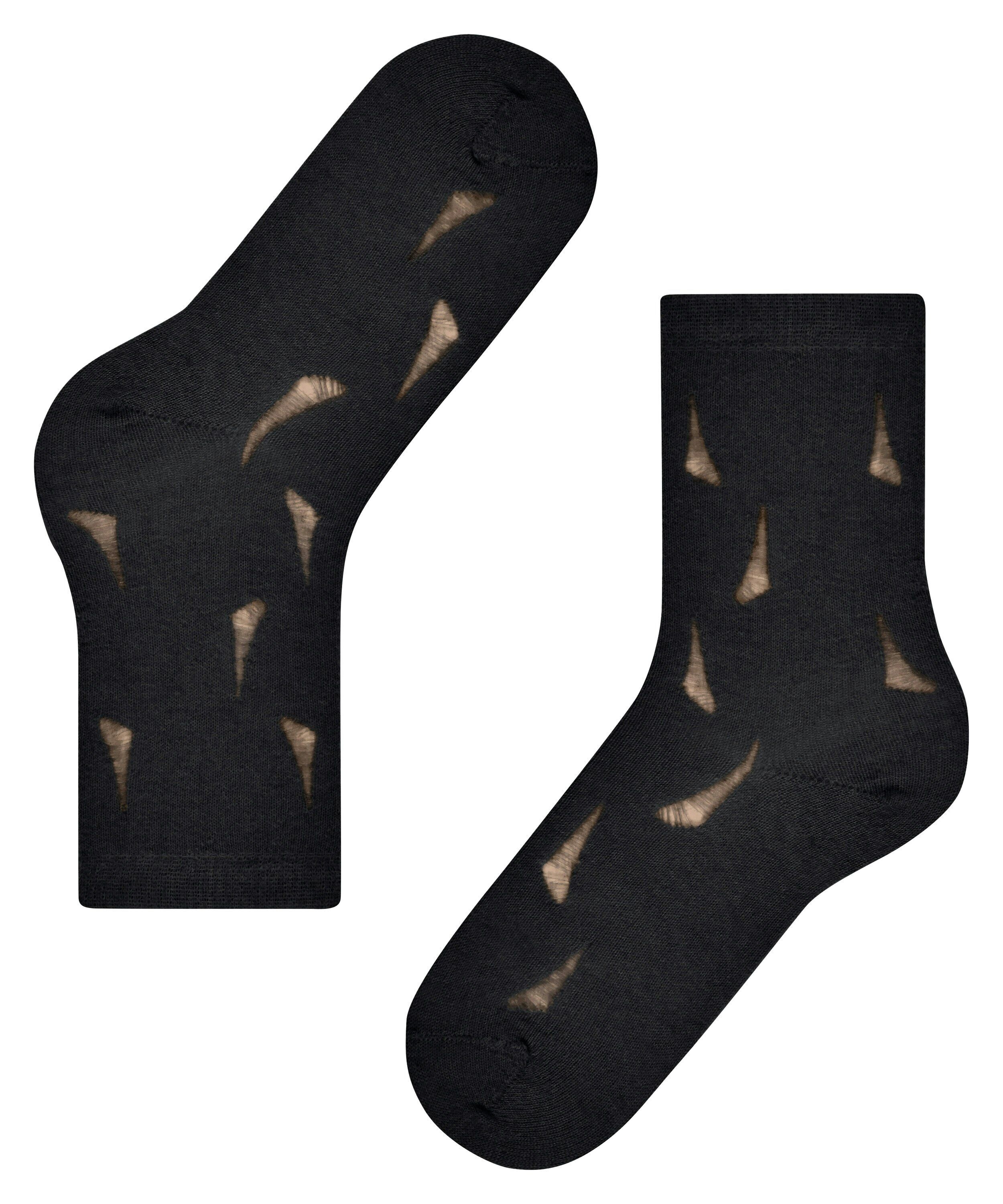 FALKE Distressed damessokken, zwart (black)