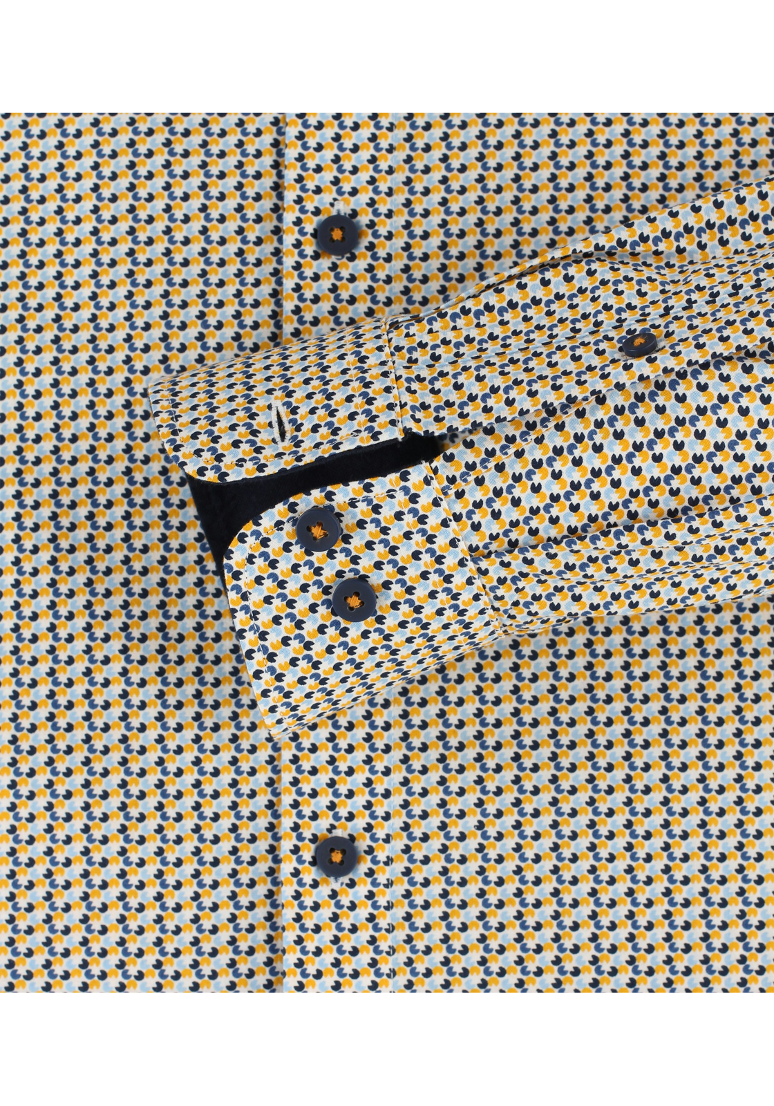 Redmond comfort fit overhemd, popeline, wit met geel en blauw dessin Redmond comfort fit overhemd, popeline, wit met geel en blauw dessin