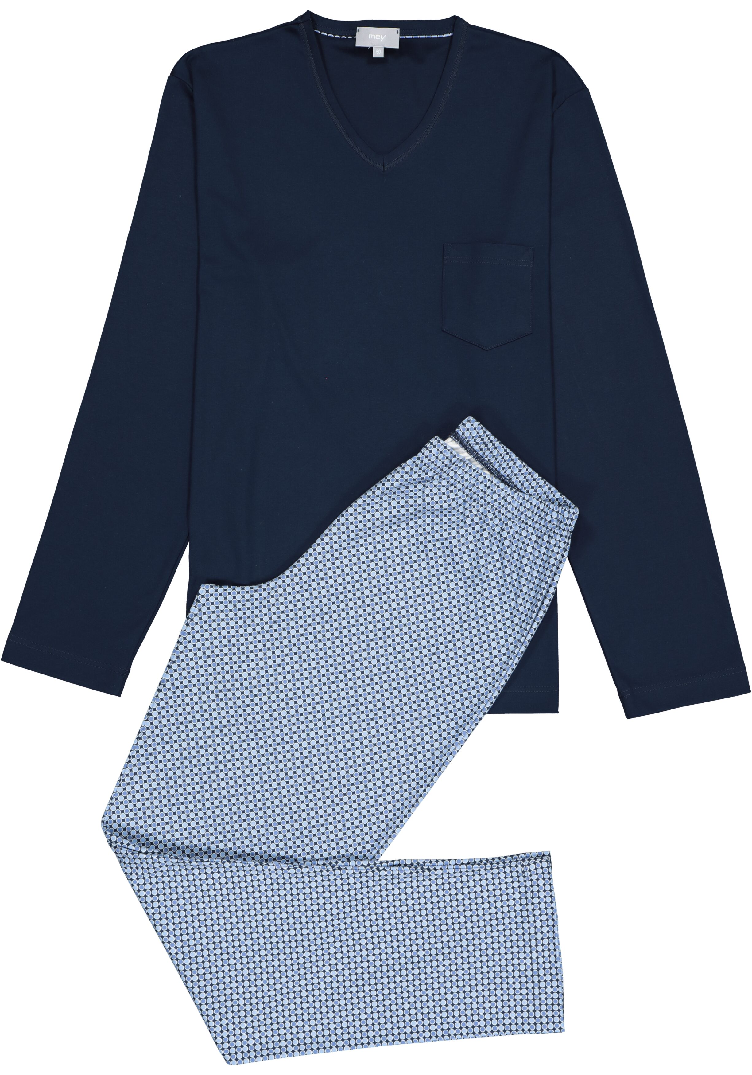 Mey heren pyjama Clyde, blauw dessin