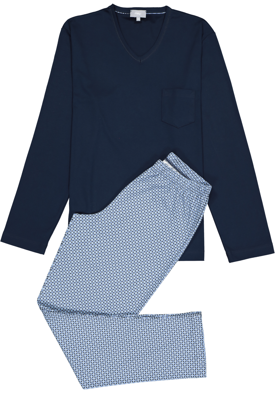 1-4004124449208_mey_pyjama__HR Mey heren pyjama Clyde, blauw dessin