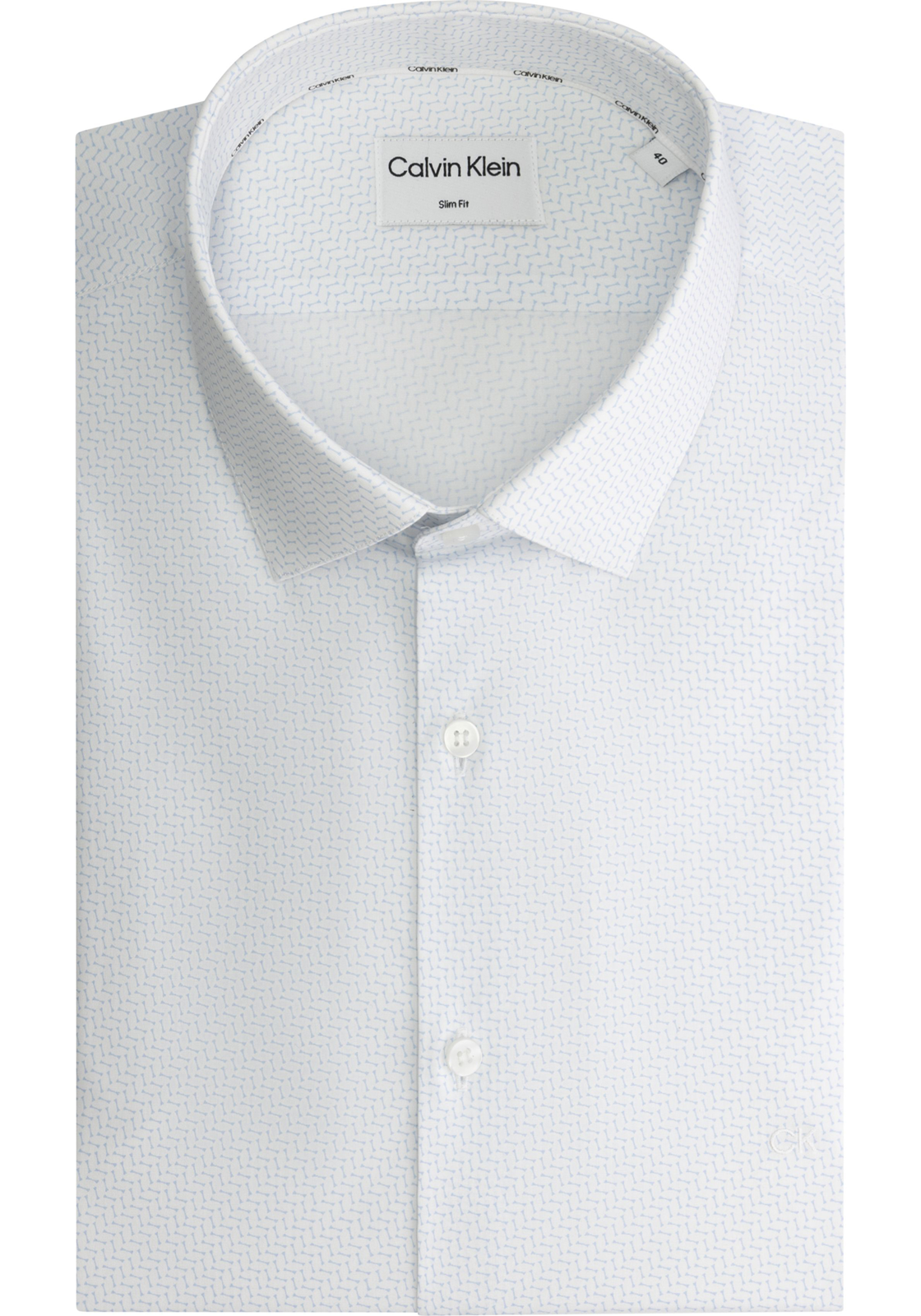 1-8720109226980-calvin_klein_HR Calvin Klein slim fit overhemd, Geometric Print Slim Shirt, wit dessin