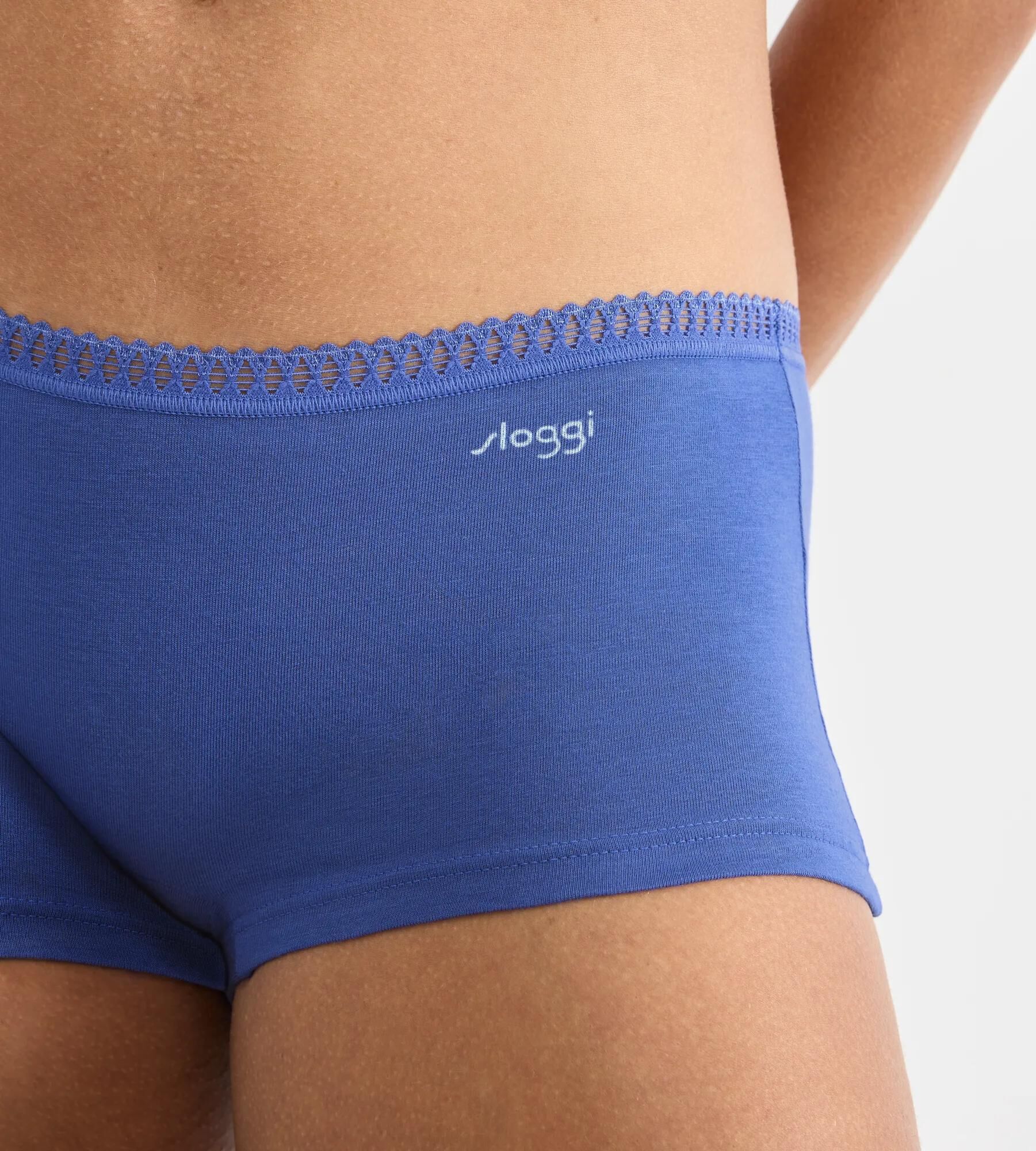 Sloggi Women GO Crush Short (3-pack), dames boxer, lichtblauw, kobaltblauw en blauw, wit en geel gestreept