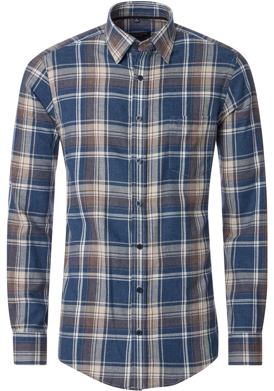 CASA MODA Sport casual fit overhemd, flanel, blauw, bruin, beige geruit CASA MODA Sport casual fit overhemd, flanel, blauw, bruin, beige geruit