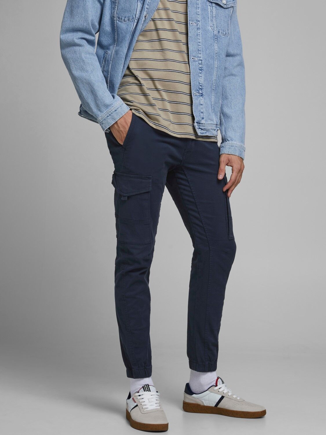 JACK & JONES Paul Lake Cargo loose fit, heren cargo broek, blauw