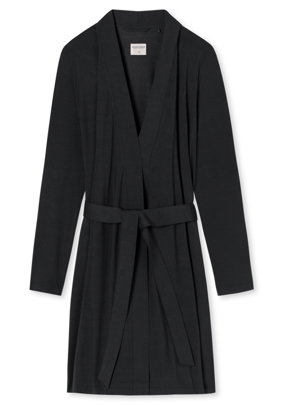 SCHIESSER Essentials badjas, dames kamerjas modal zwart SCHIESSER Essentials badjas, dames kamerjas modal zwart