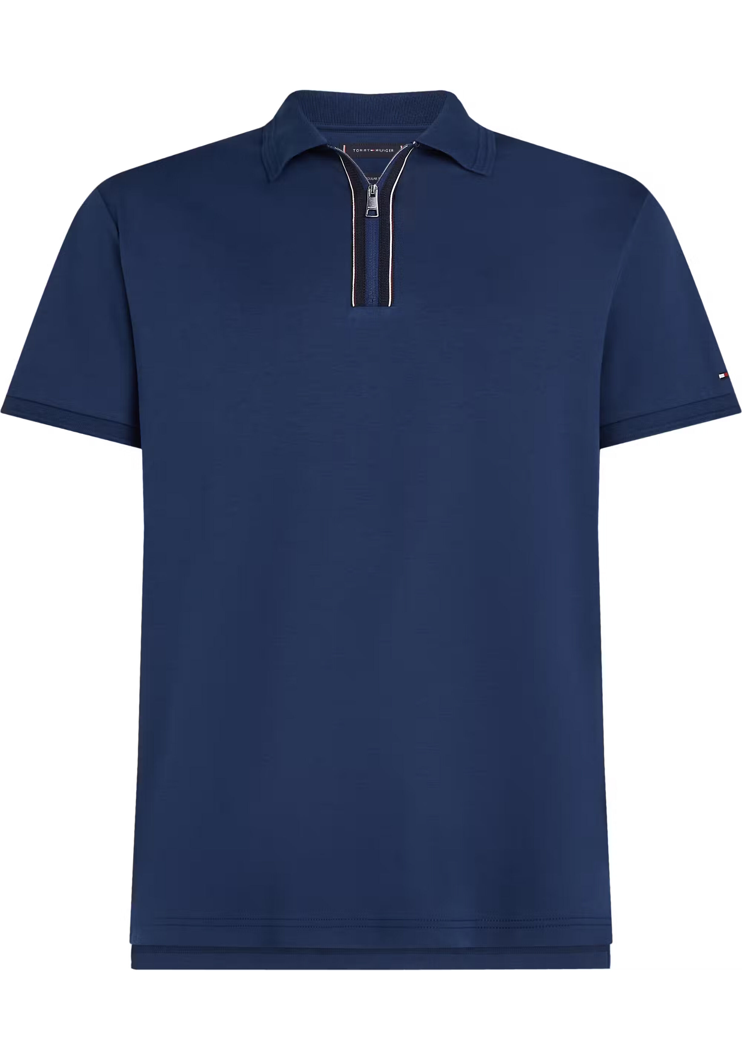 Tommy Hilfiger Zip Liquid Cotton Regular Polo, heren poloshirt, donkerblauw