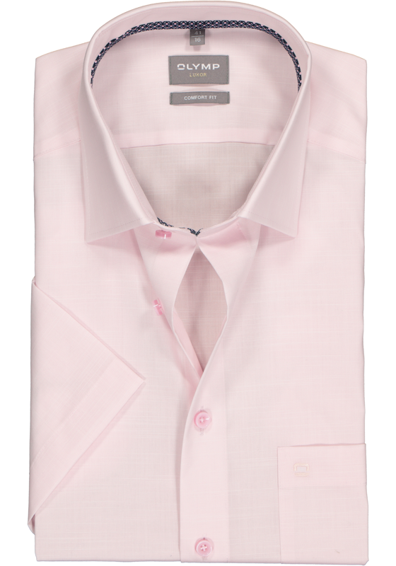 OLYMP comfort fit overhemd, korte mouw, structuur, roze (contrast) OLYMP comfort fit overhemd, korte mouw, structuur, roze (contrast)