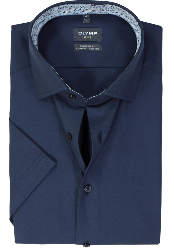 OLYMP 24/7 modern fit overhemd, korte mouw, twill, marine blauw OLYMP 24/7 modern fit overhemd, korte mouw, twill, marine blauw