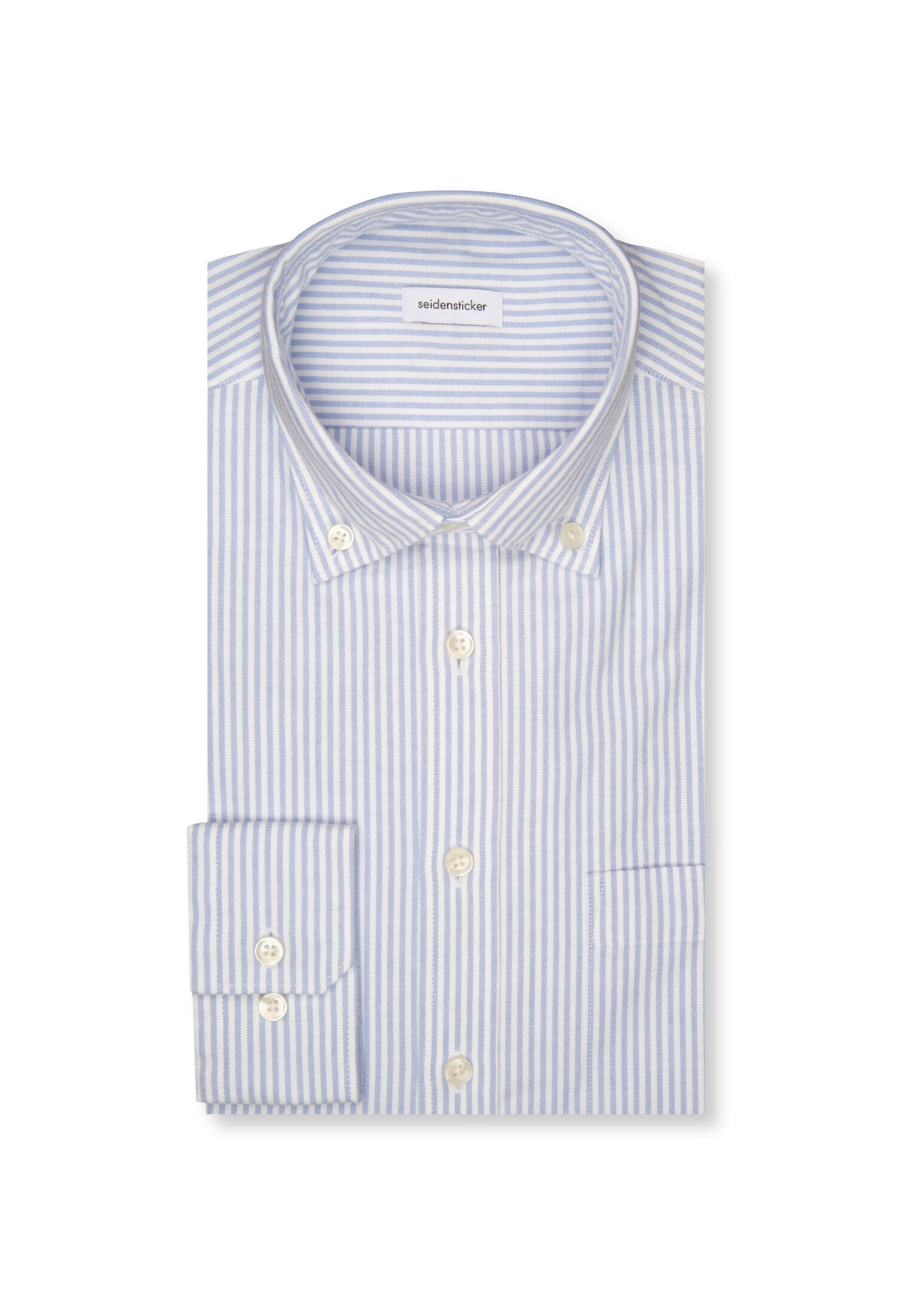 Seidensticker regular fit overhemd, popeline, blauw gestreept