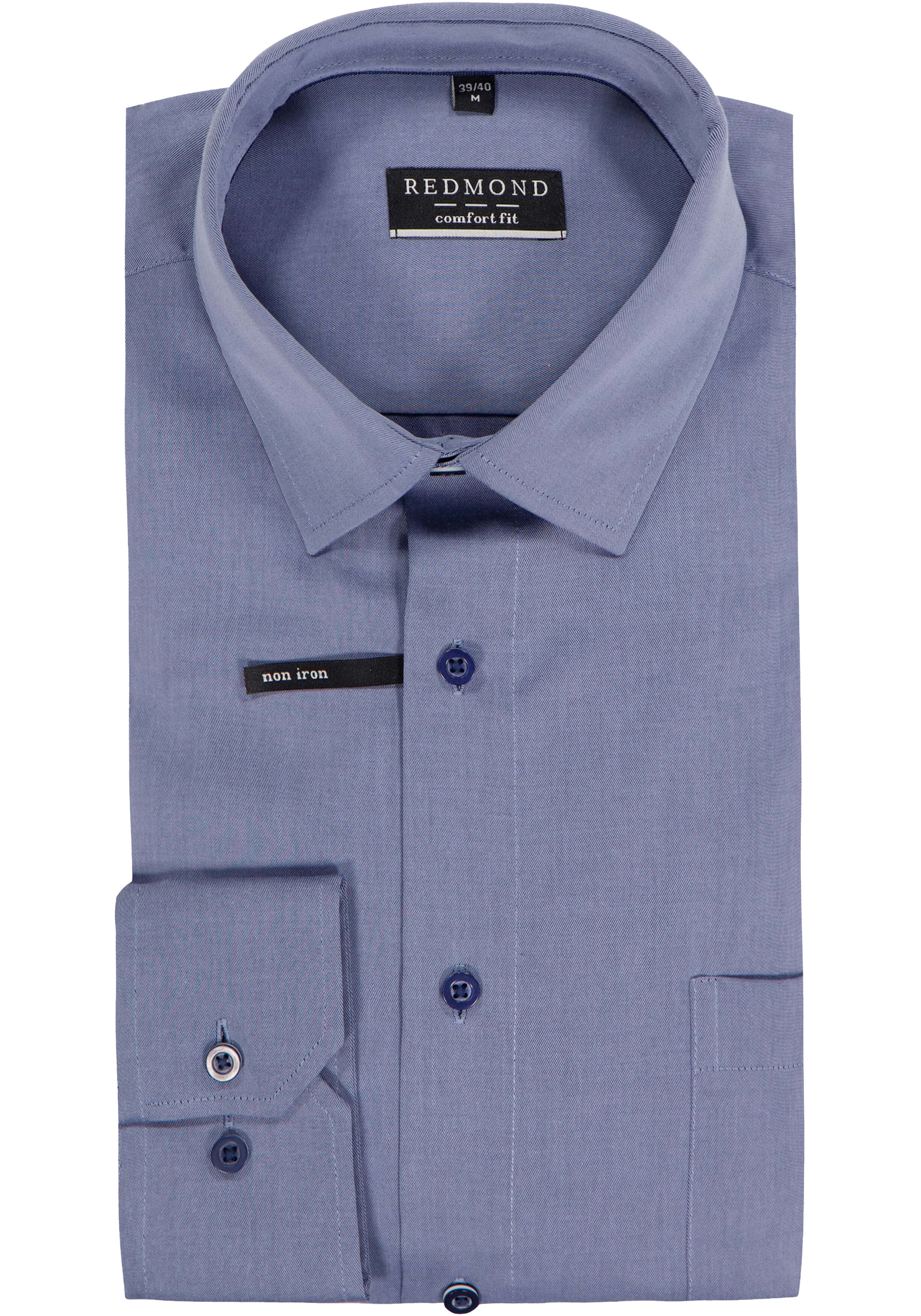 Redmond comfort fit overhemd, popeline, blauw