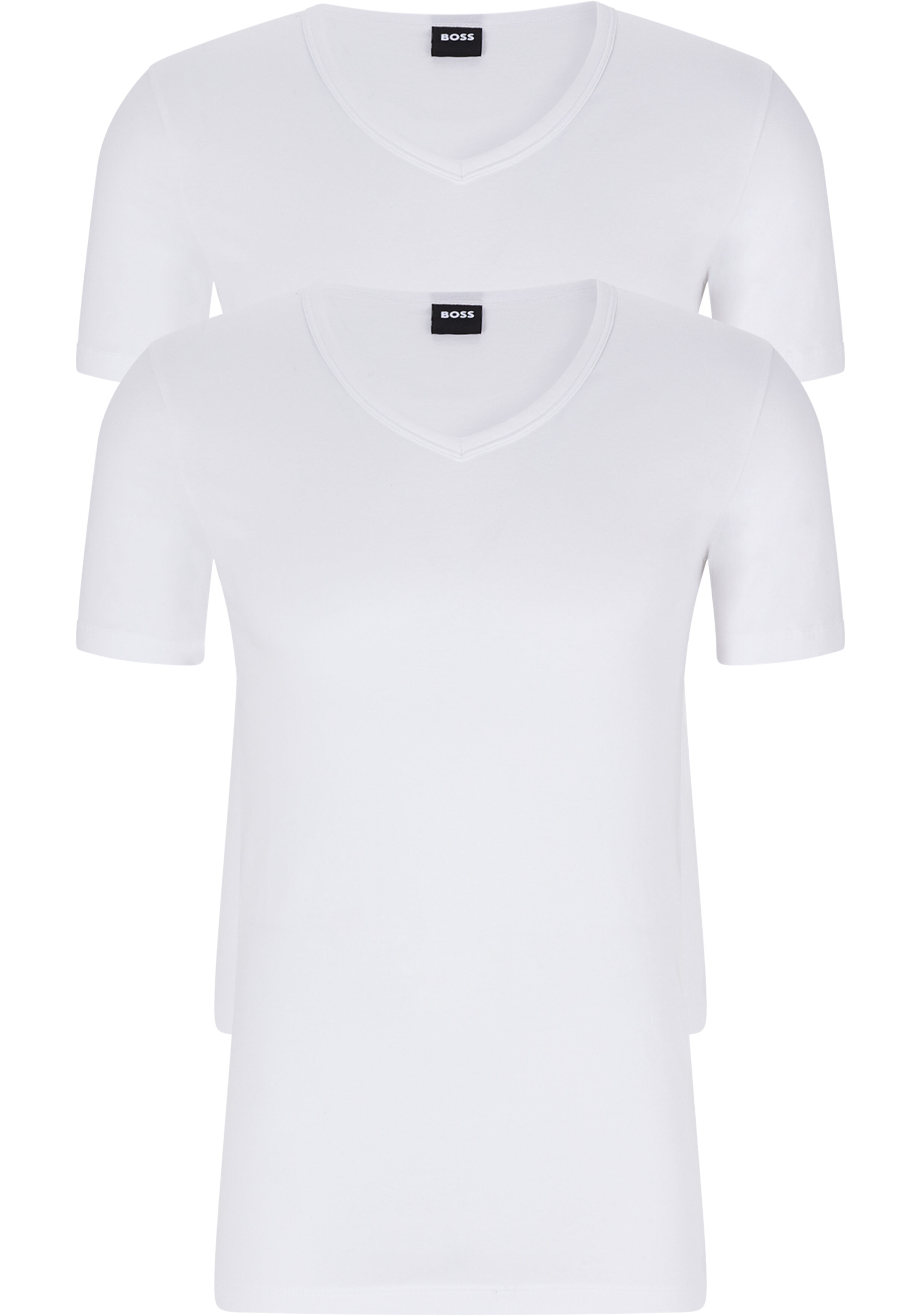 HUGO BOSS Modern stretch T-shirts slim fit (2-pack), heren T-shirts V-hals, wit