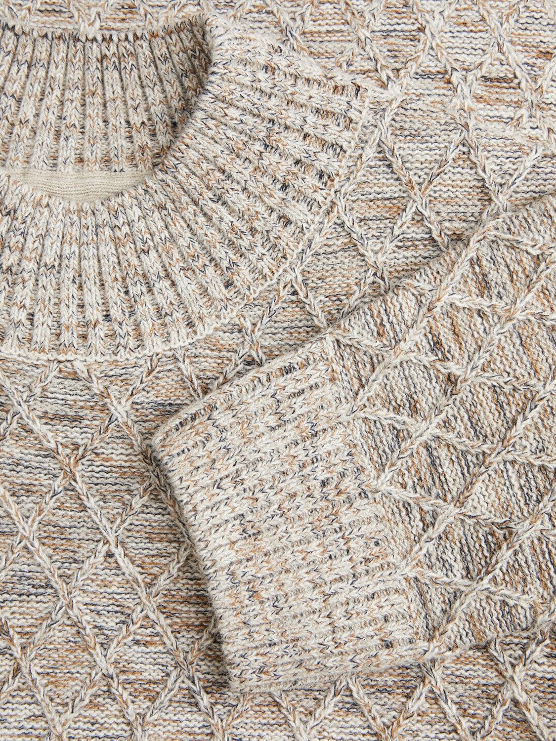 JACK & JONES Ziggi knit mock neck slim fit, heren pullover wolmengsel met turtleneck, beige melange