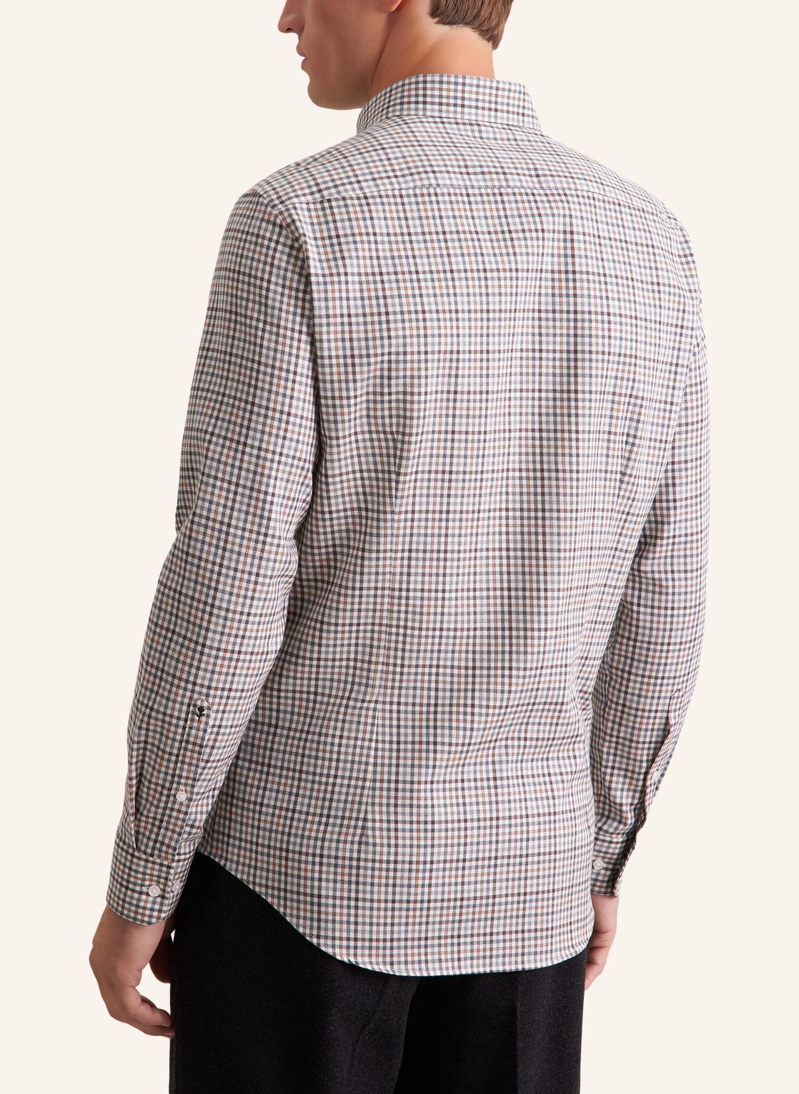 Seidensticker slim fit overhemd, popeline, bruin geruit