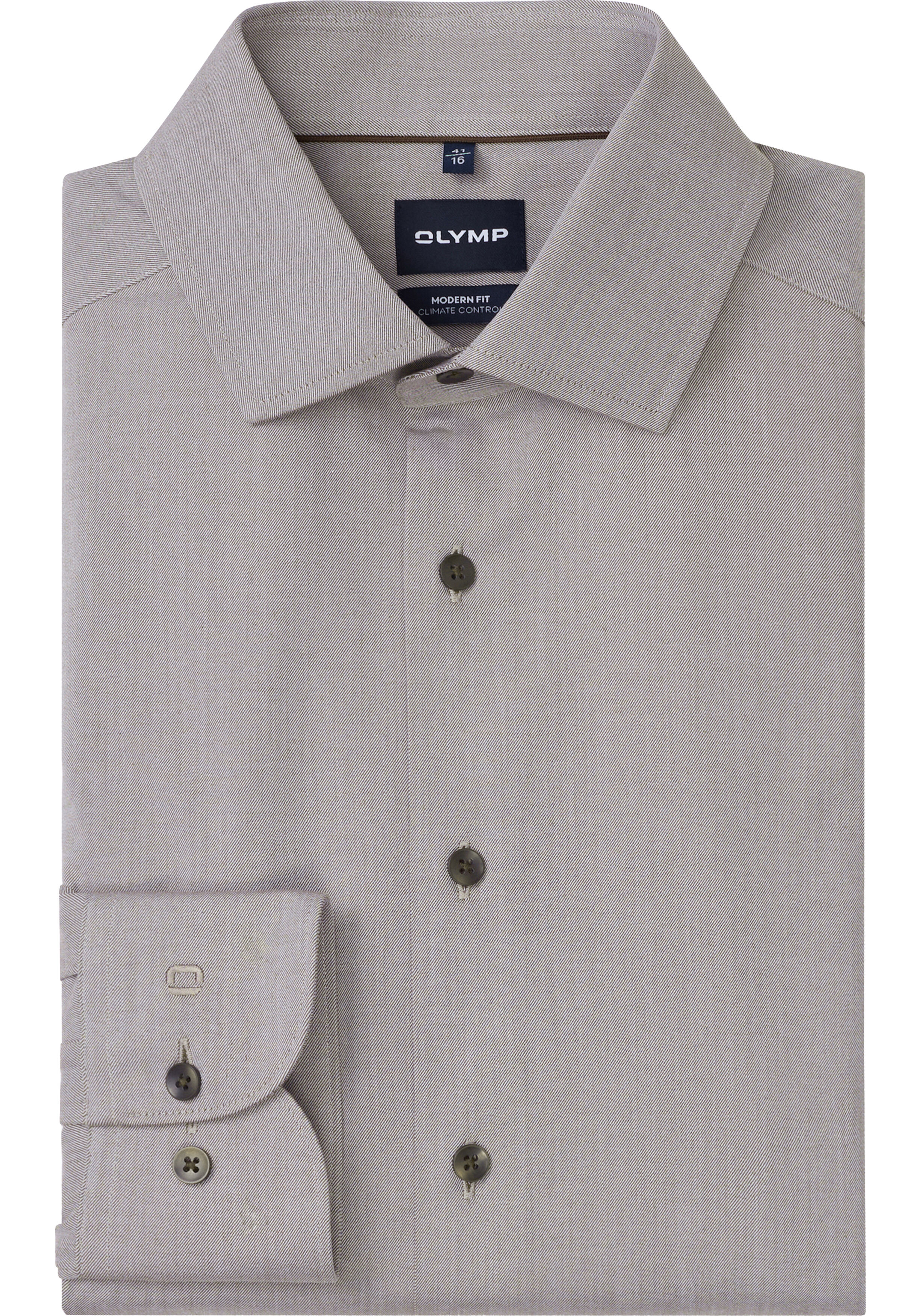 OLYMP 24/7 Luxor modern fit overhemd, twill, caramel