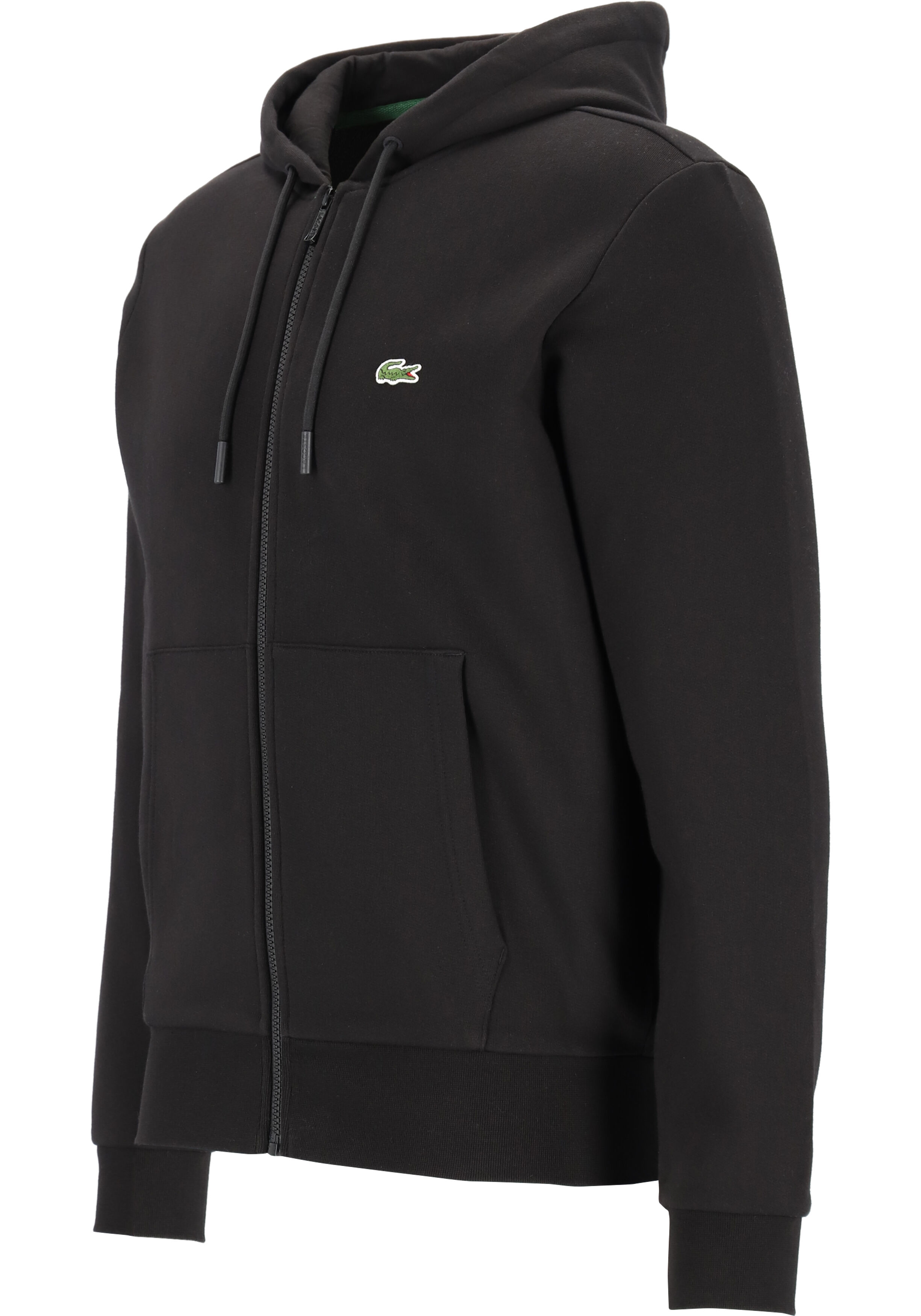 Lacoste heren hoodie sweatsvest, met rits, zwart