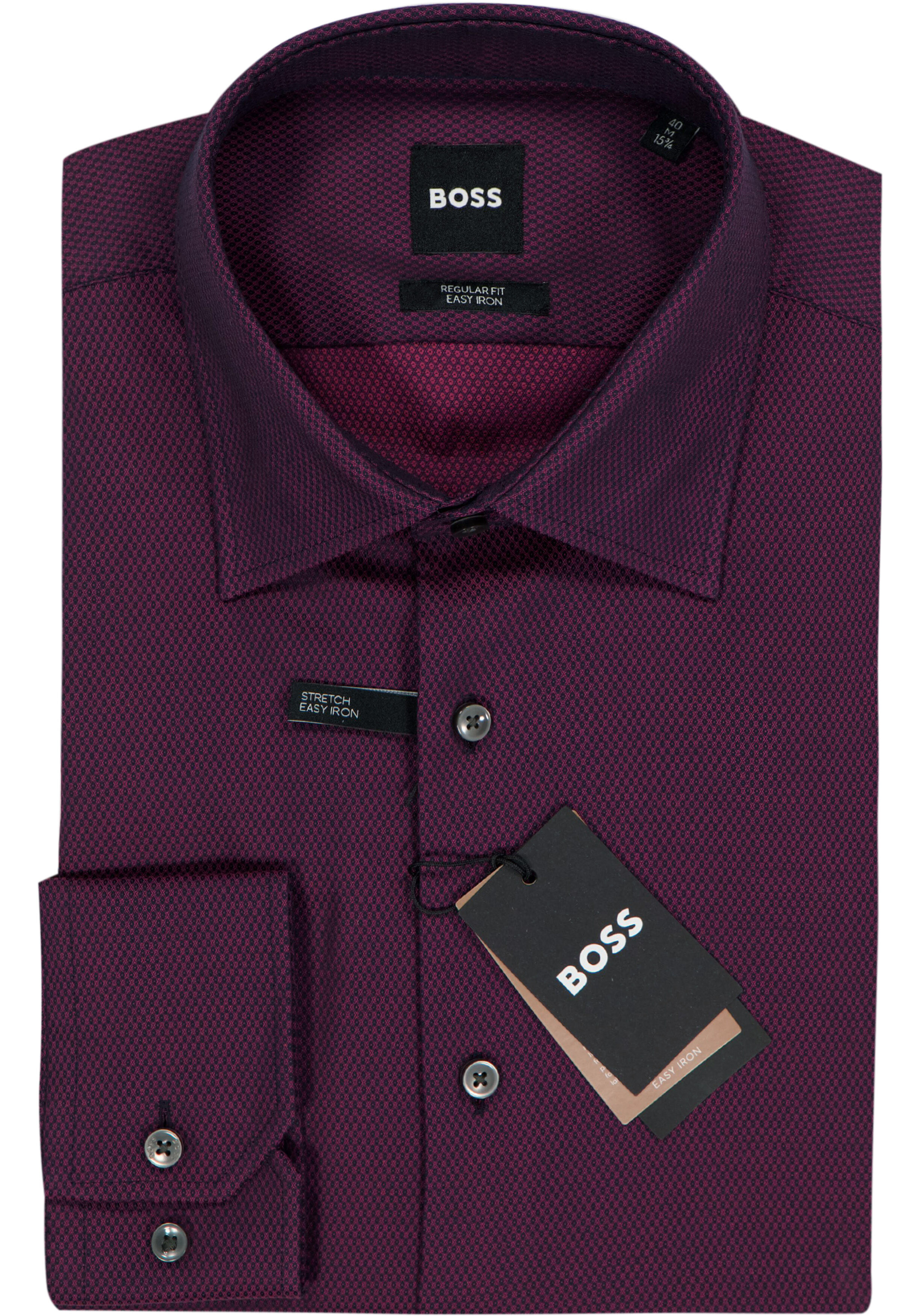 BOSS Joe regular fit overhemd, structuur, bordeauxrood