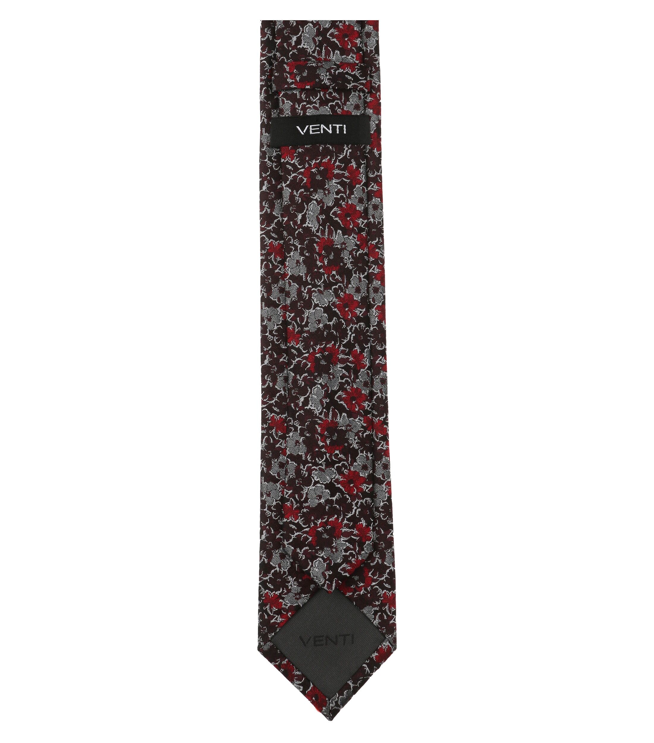VENTI stropdas, bordeaux, grijs, rood dessin