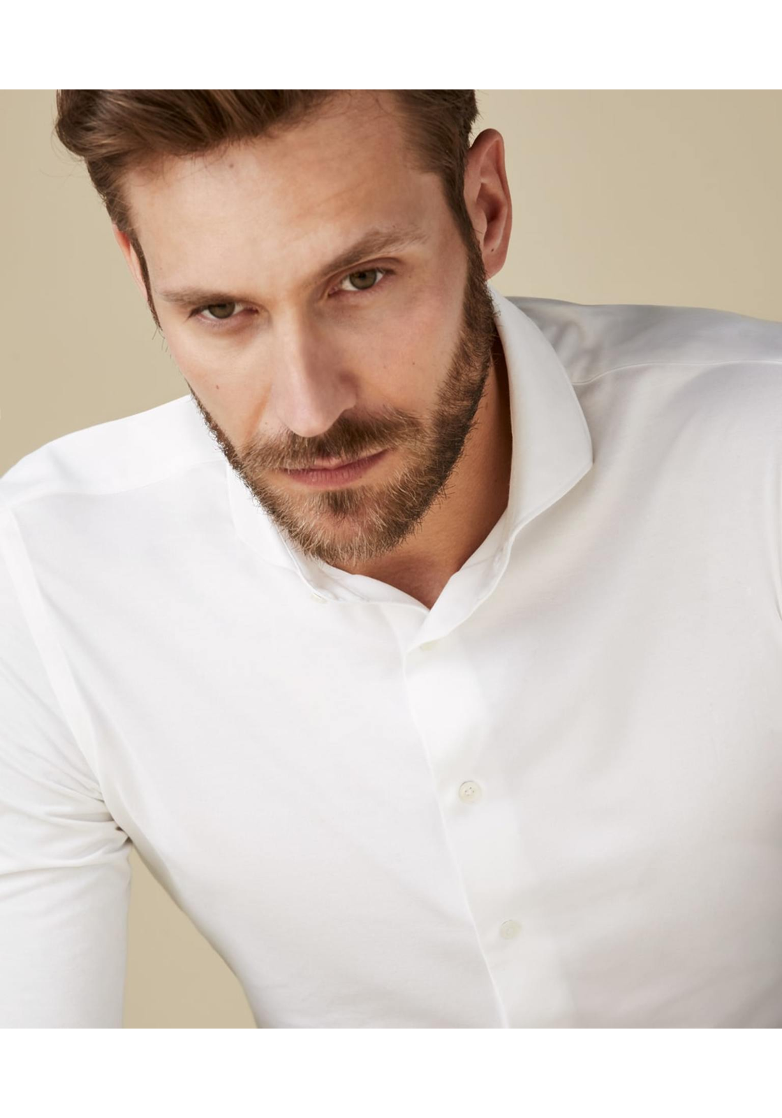 Profuomo slim fit heren overhemd, jersey, wit Profuomo slim fit heren overhemd, jersey, wit