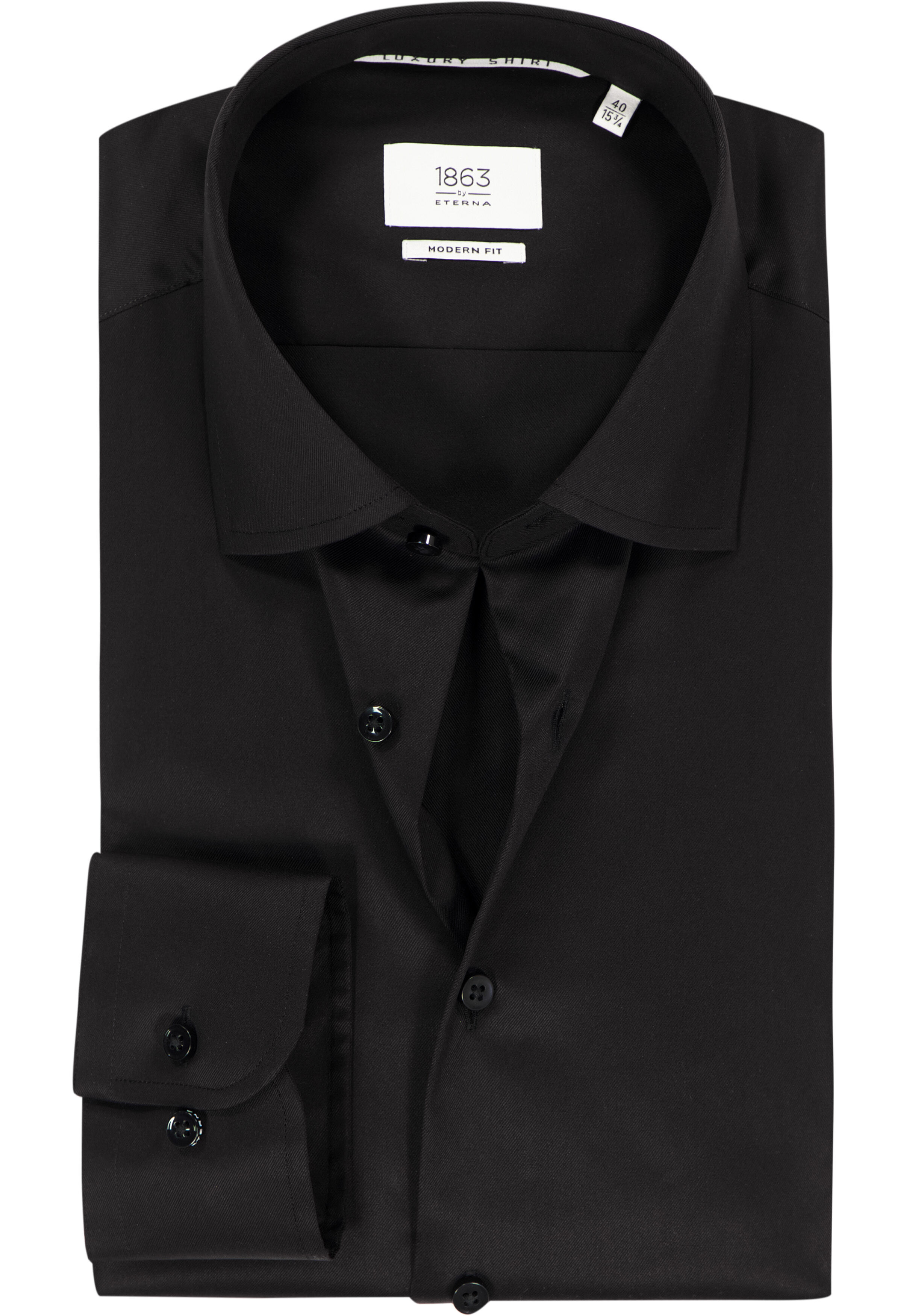 ETERNA 1863 modern fit premium overhemd, 2-ply twill heren overhemd, zwart