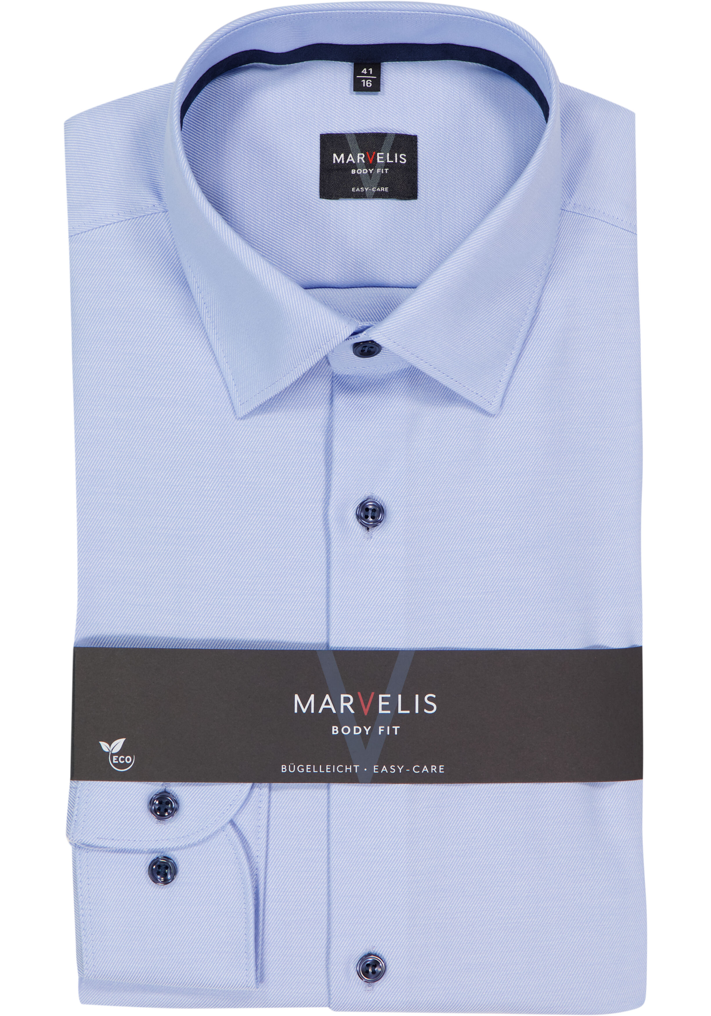 MARVELIS body fit overhemd, lichtblauw twill (contrast)