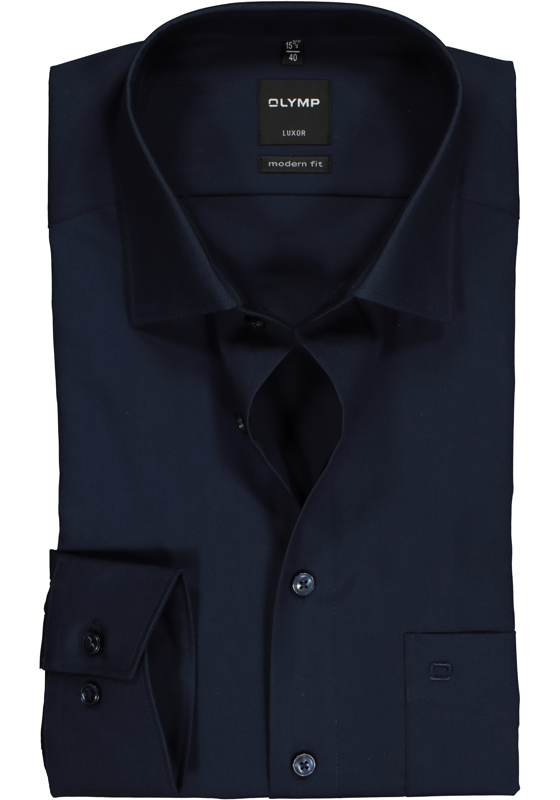 OLYMP Luxor modern fit overhemd, donkerblauw OLYMP Luxor modern fit overhemd, donkerblauw