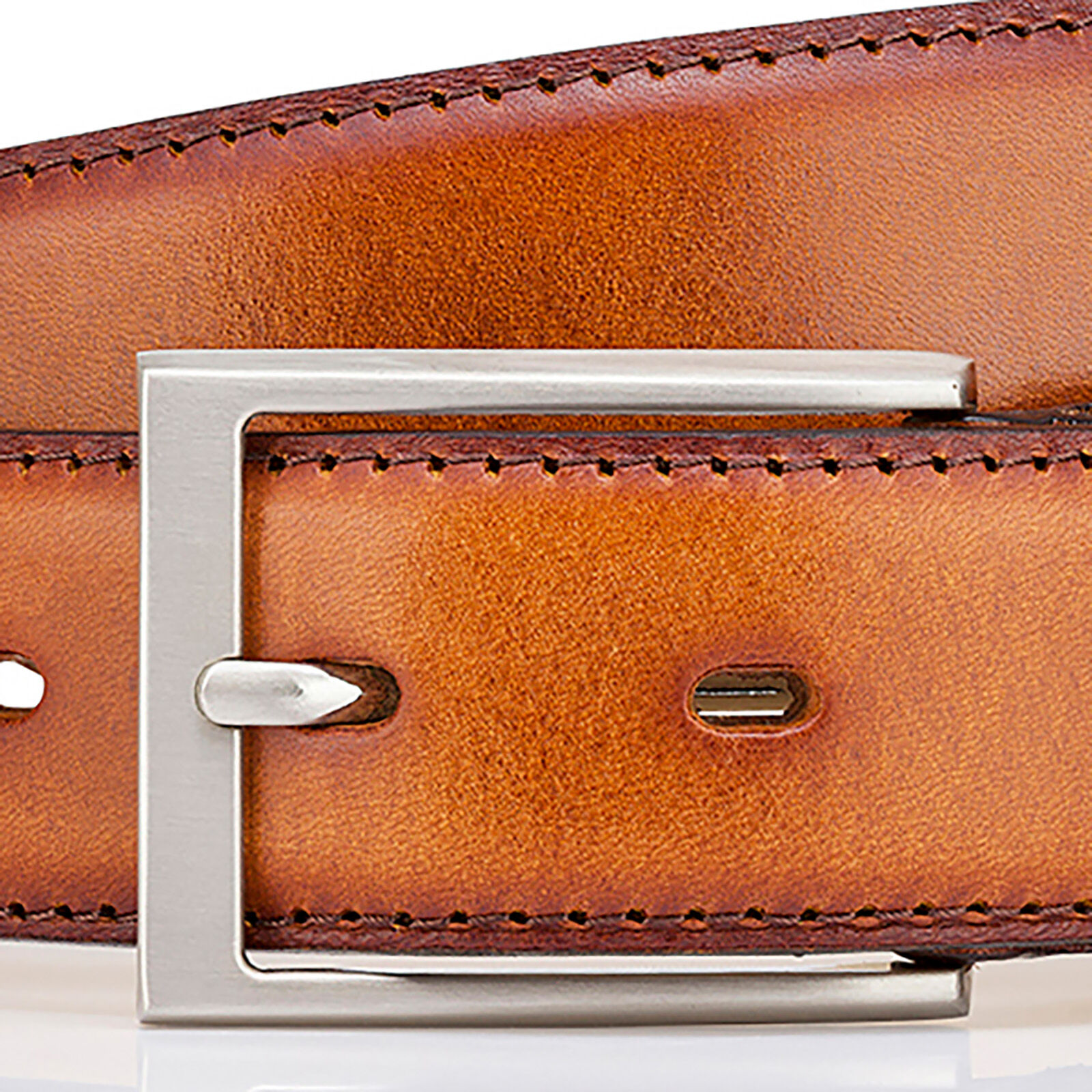 LINDENMANN leren heren riem, cognac