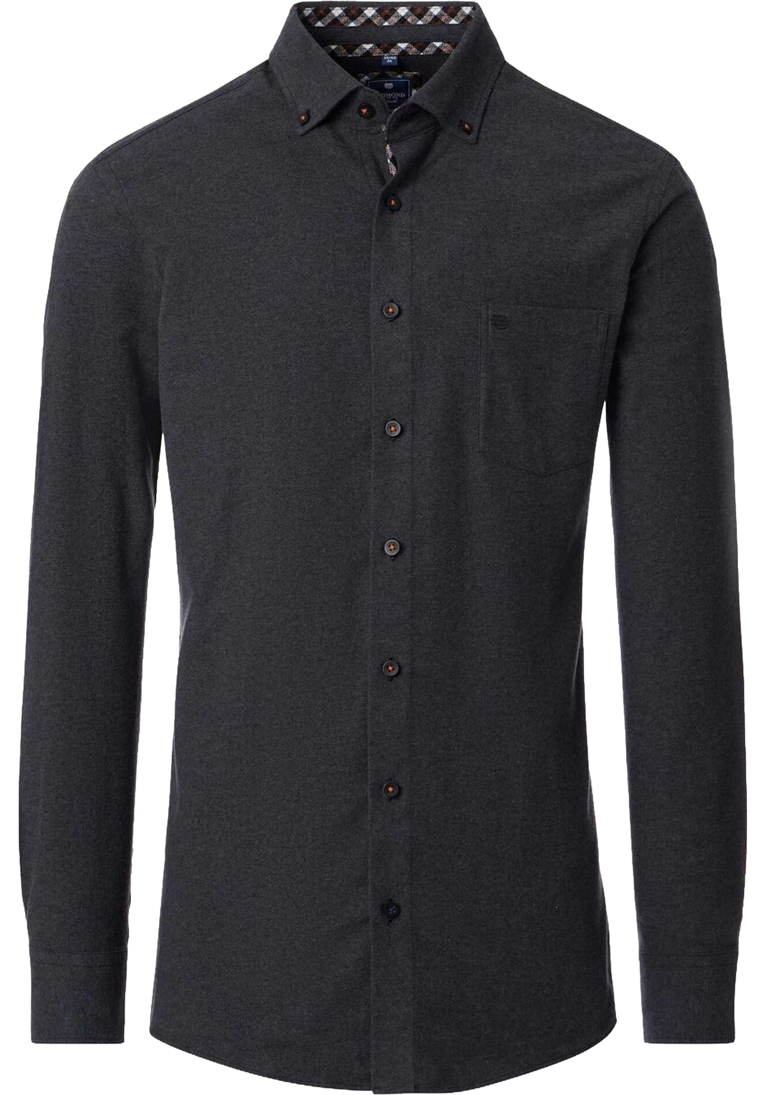 Redmond modern fit overhemd, flanel, grijs
