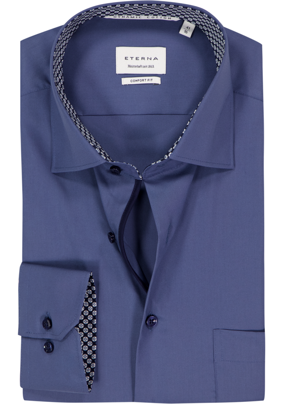 ETERNA comfort fit overhemd, popeline, middenblauw ETERNA comfort fit overhemd, popeline, middenblauw