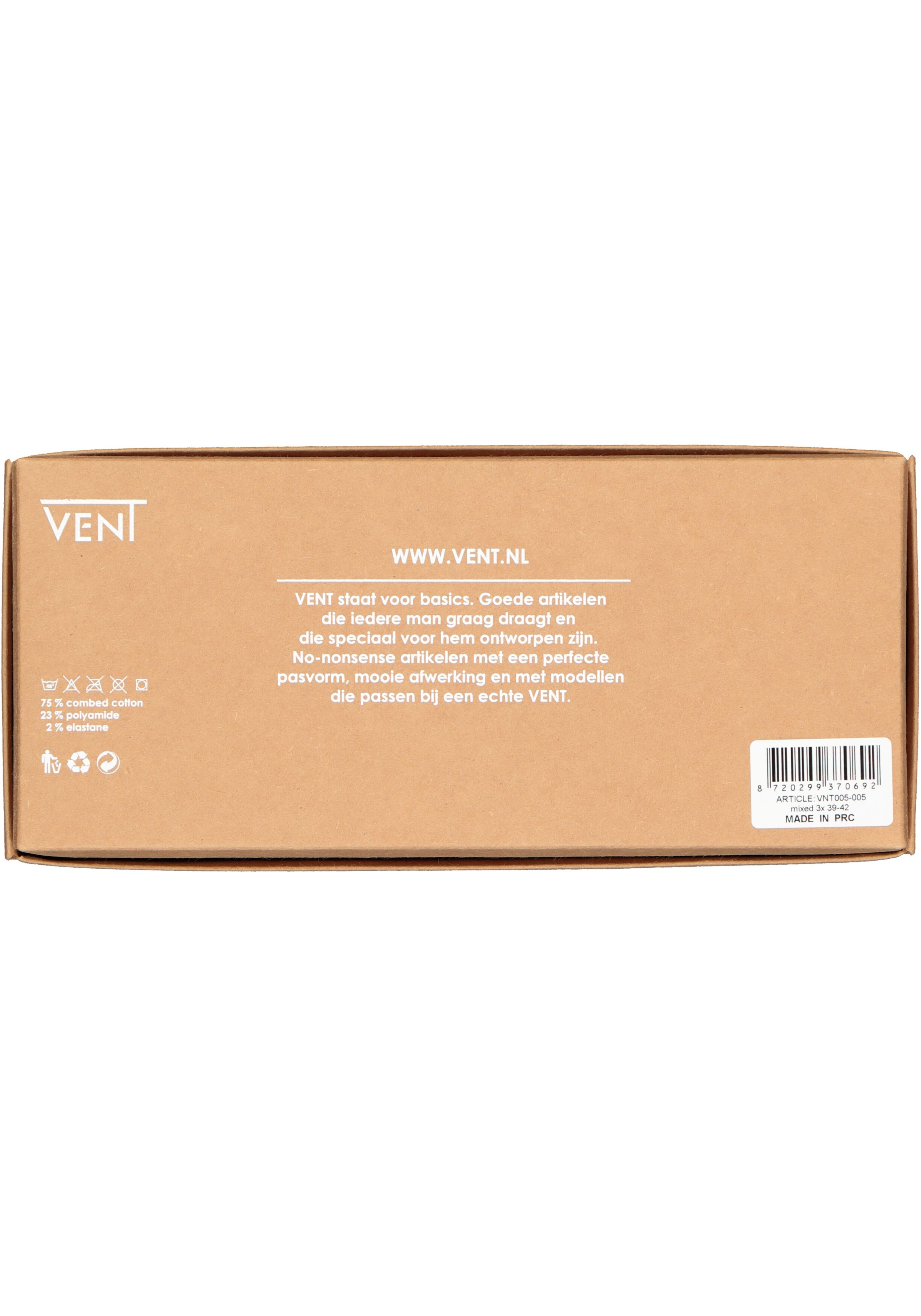 VENT herensokken katoen (5-pack), zwart, navy en jeansblauw