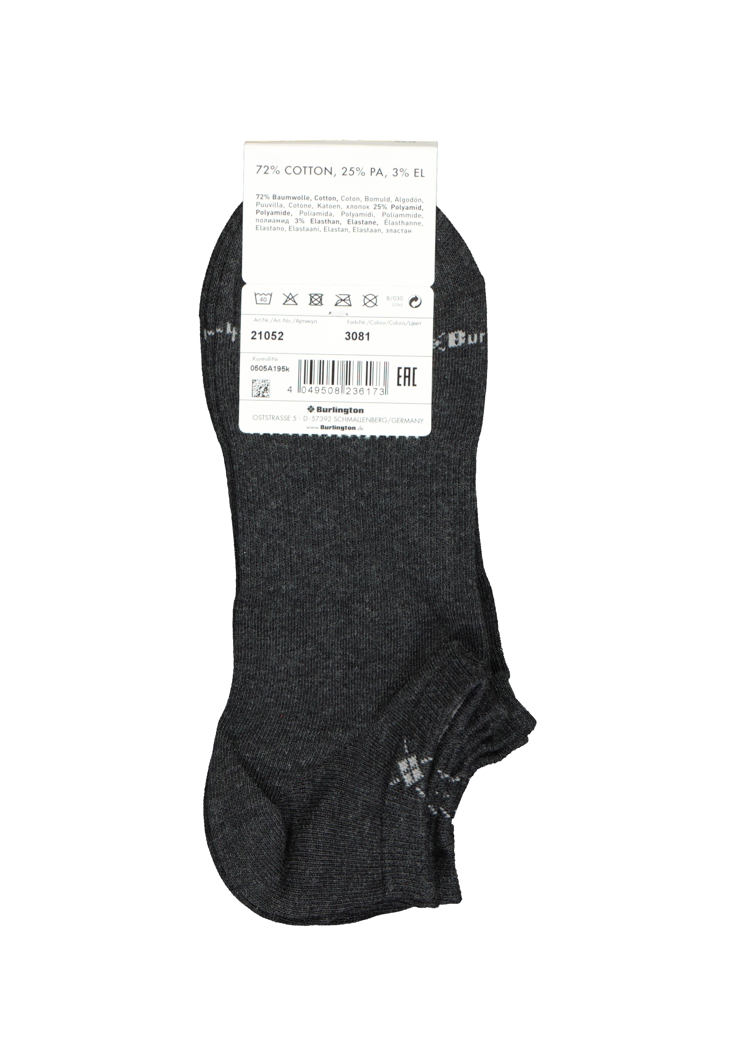 Burlington Everyday heren enkelsokken (2-pack), katoen, antraciet grijs