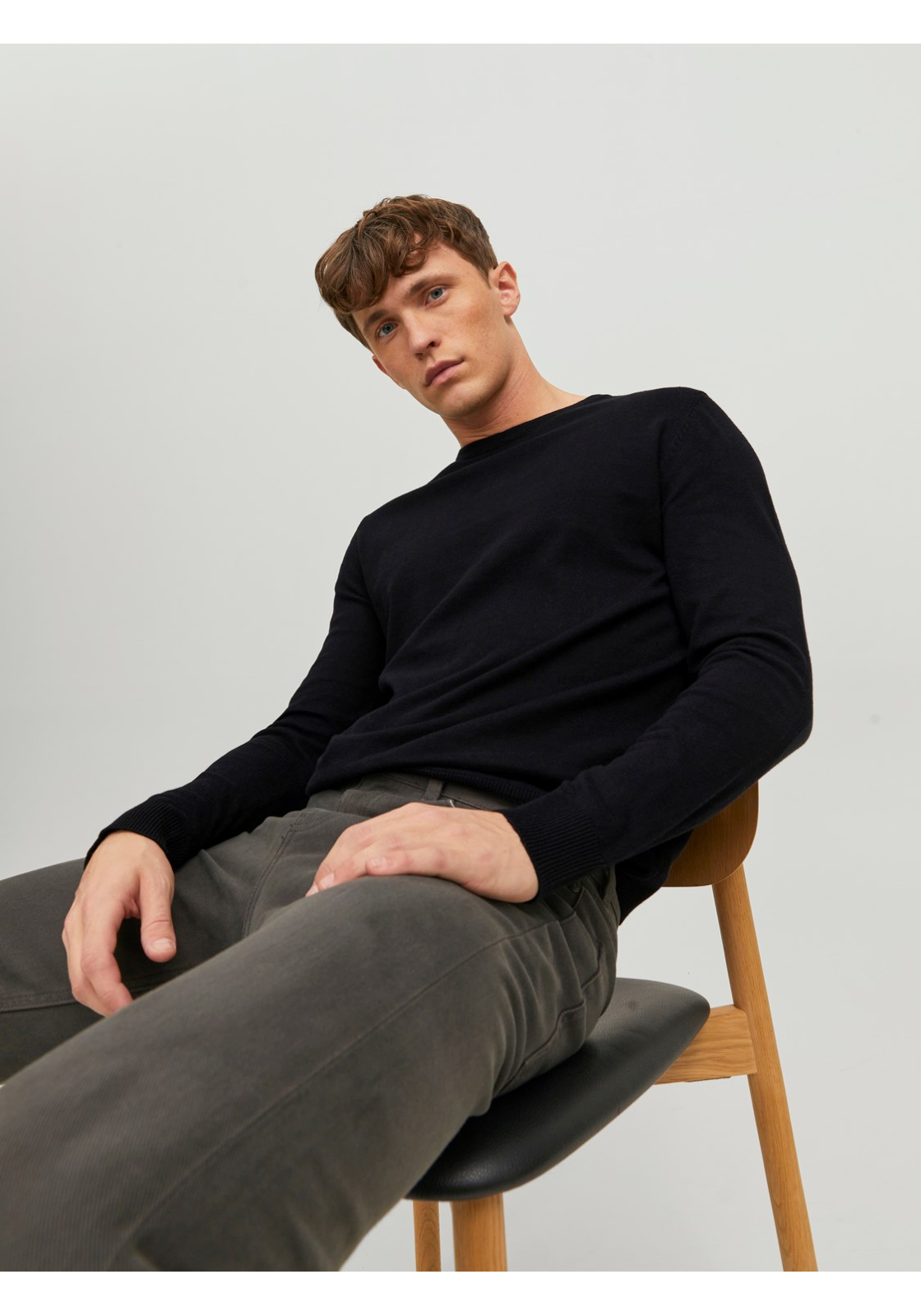 image_8_jj__3866610__creativejpgvde82033519e23509312454e257ebf703962a JACK & JONES Emil knit crew neck slim fit, heren pullover viscosemengsel met O-hals, zwart