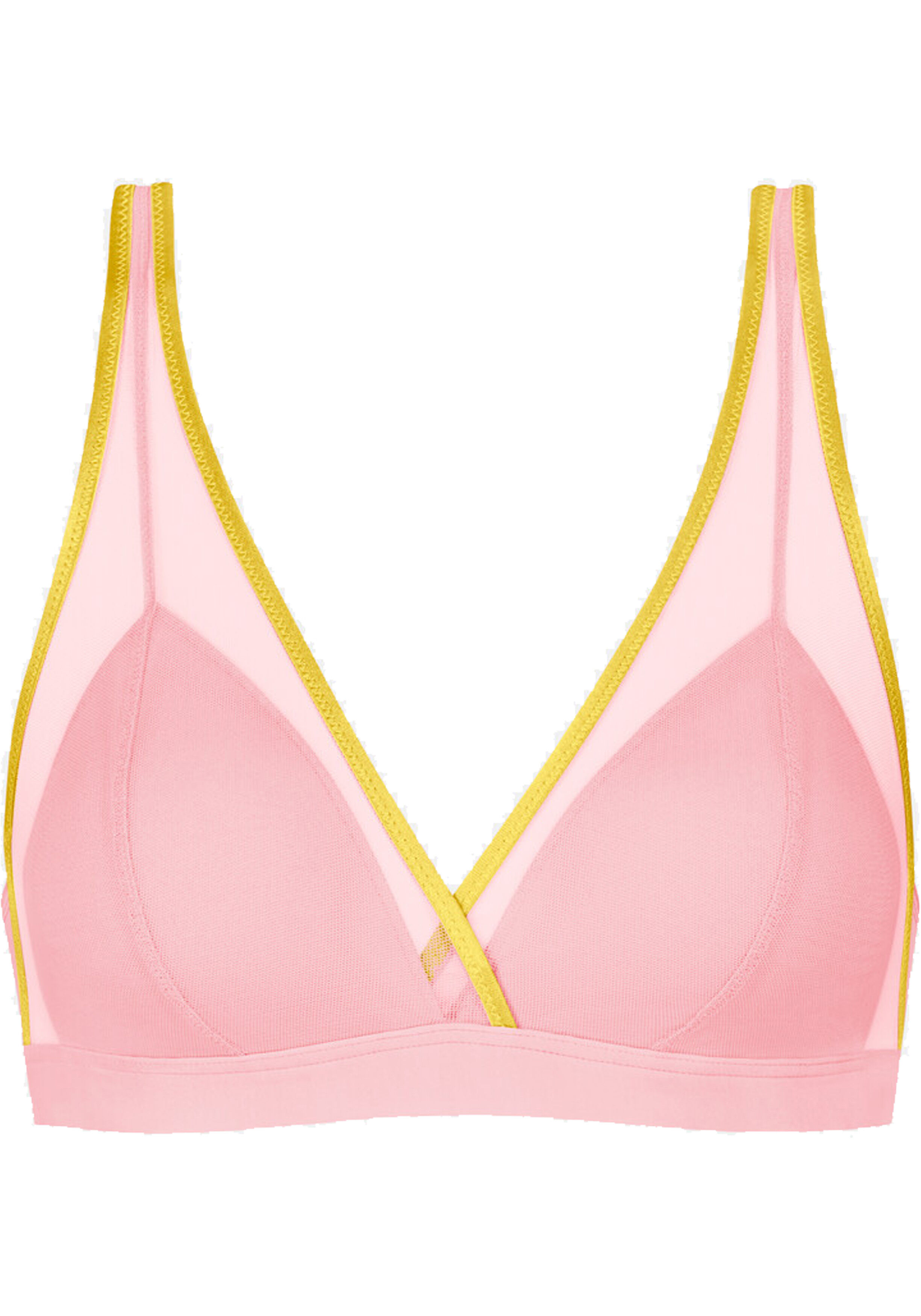 Mey dames triangle bra Poetry Almost Sheer, voorgevormde beugelloze bh, roze met geel
