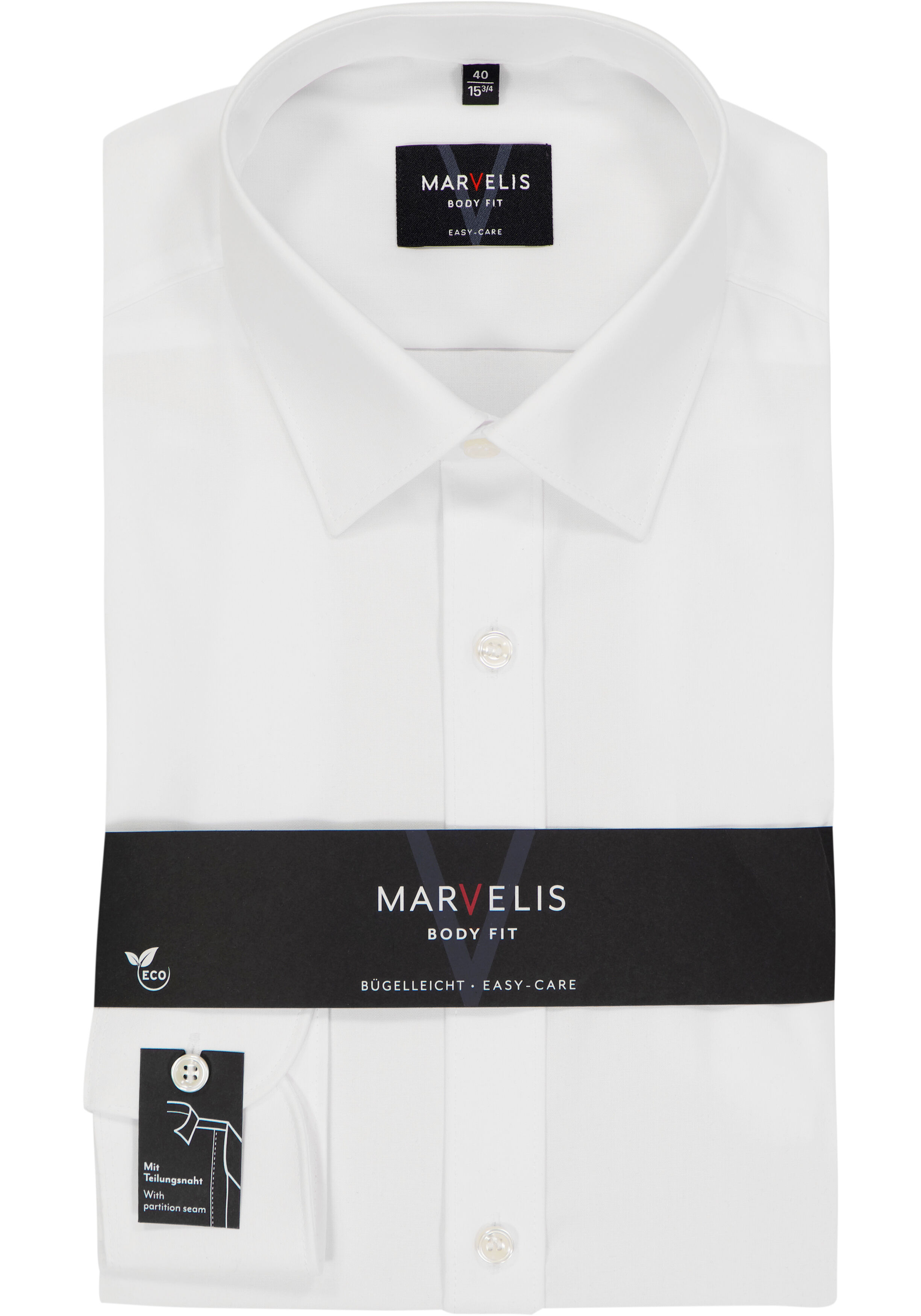 MARVELIS body fit overhemd, popeline, wit