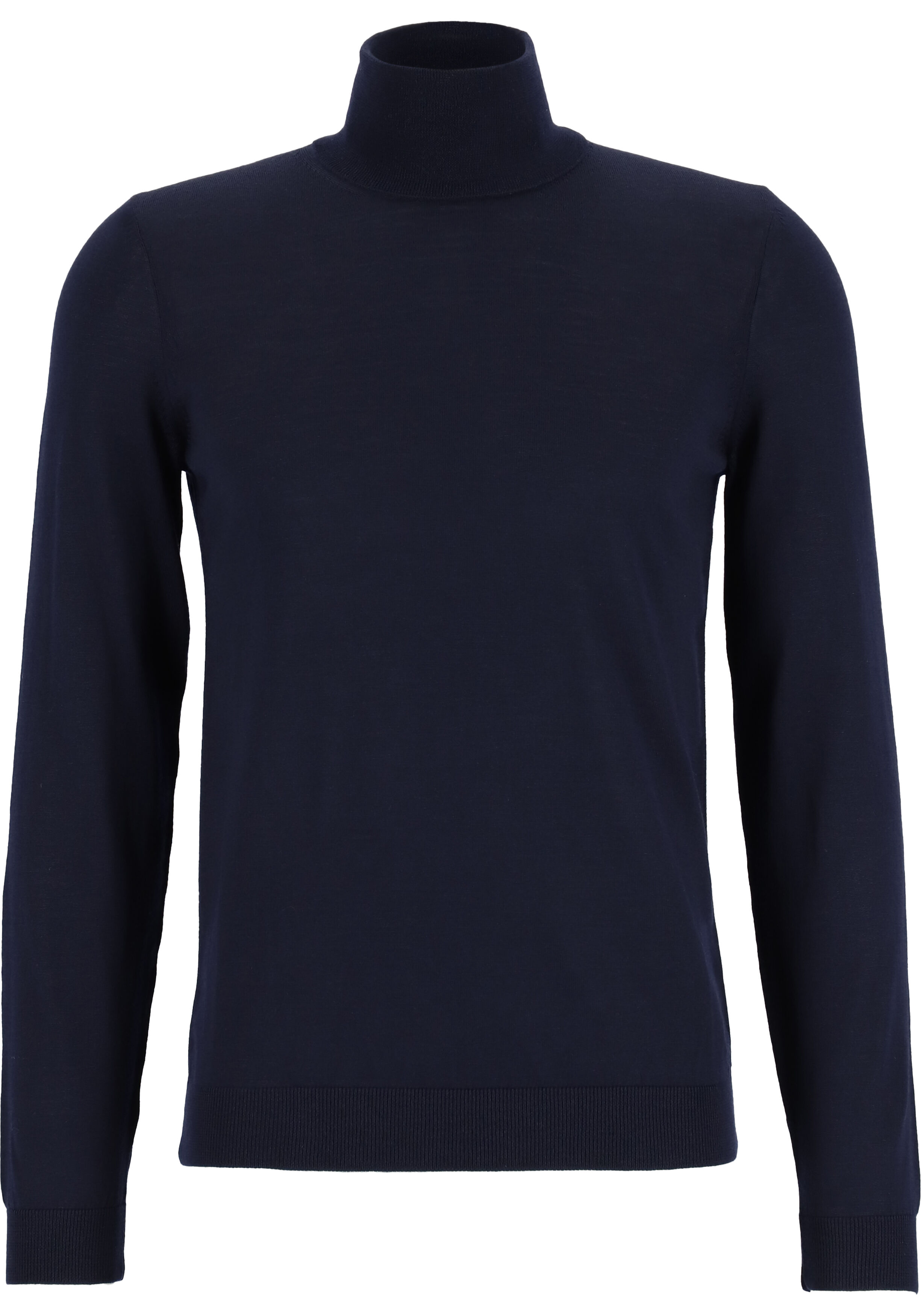 BOSS Musso, heren trui wol, slim fit coltrui, donkerblauw